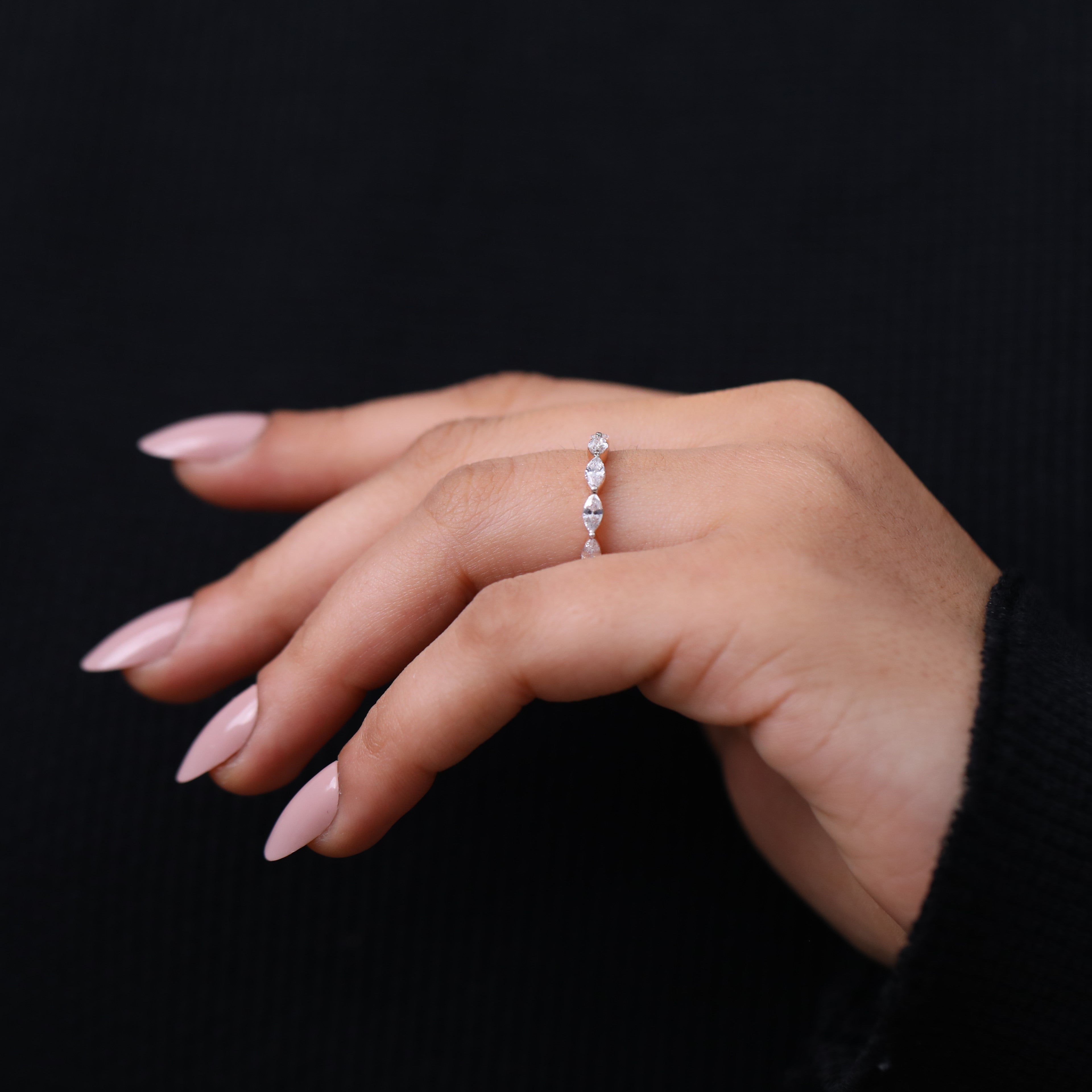 Fine marquise cut diamond band – lab created diamond ring for gifting