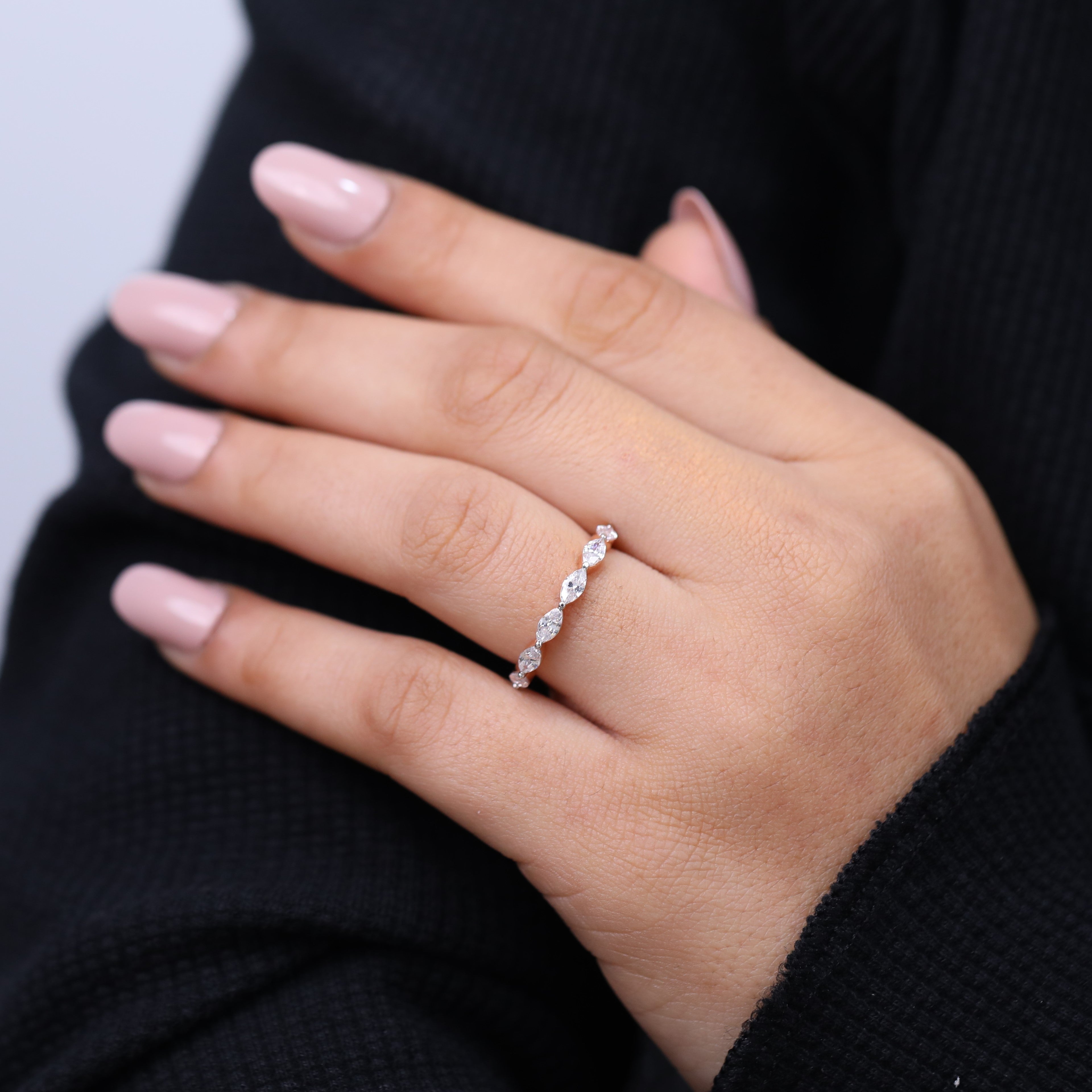 Marquise lab grown diamond ring – elegant band for proposal or bridal wear