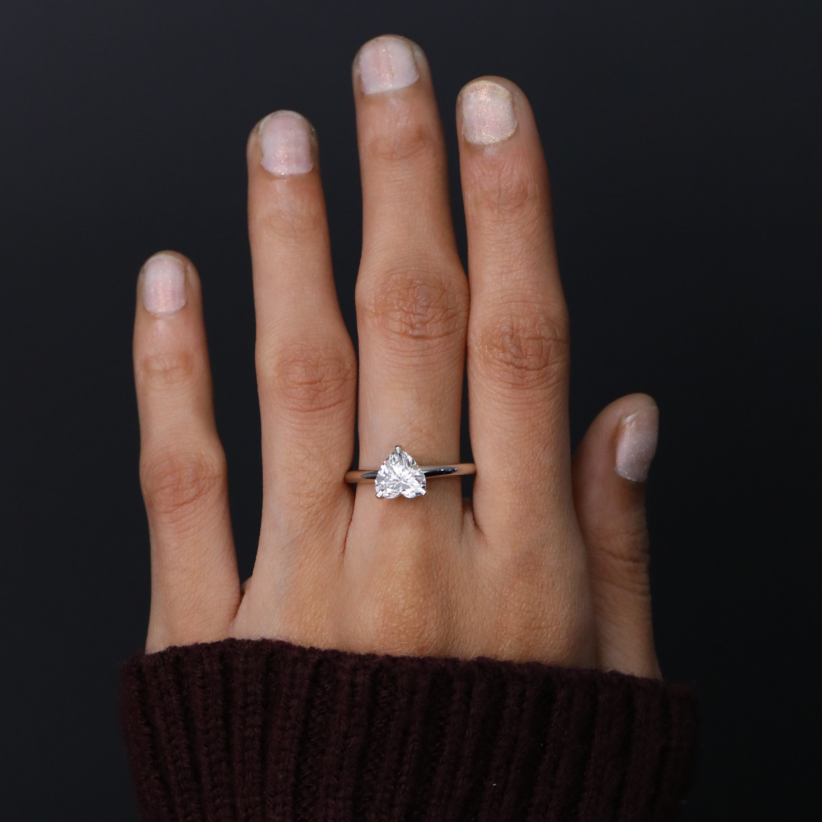 Simple solitaire heart diamond ring for everyday elegance