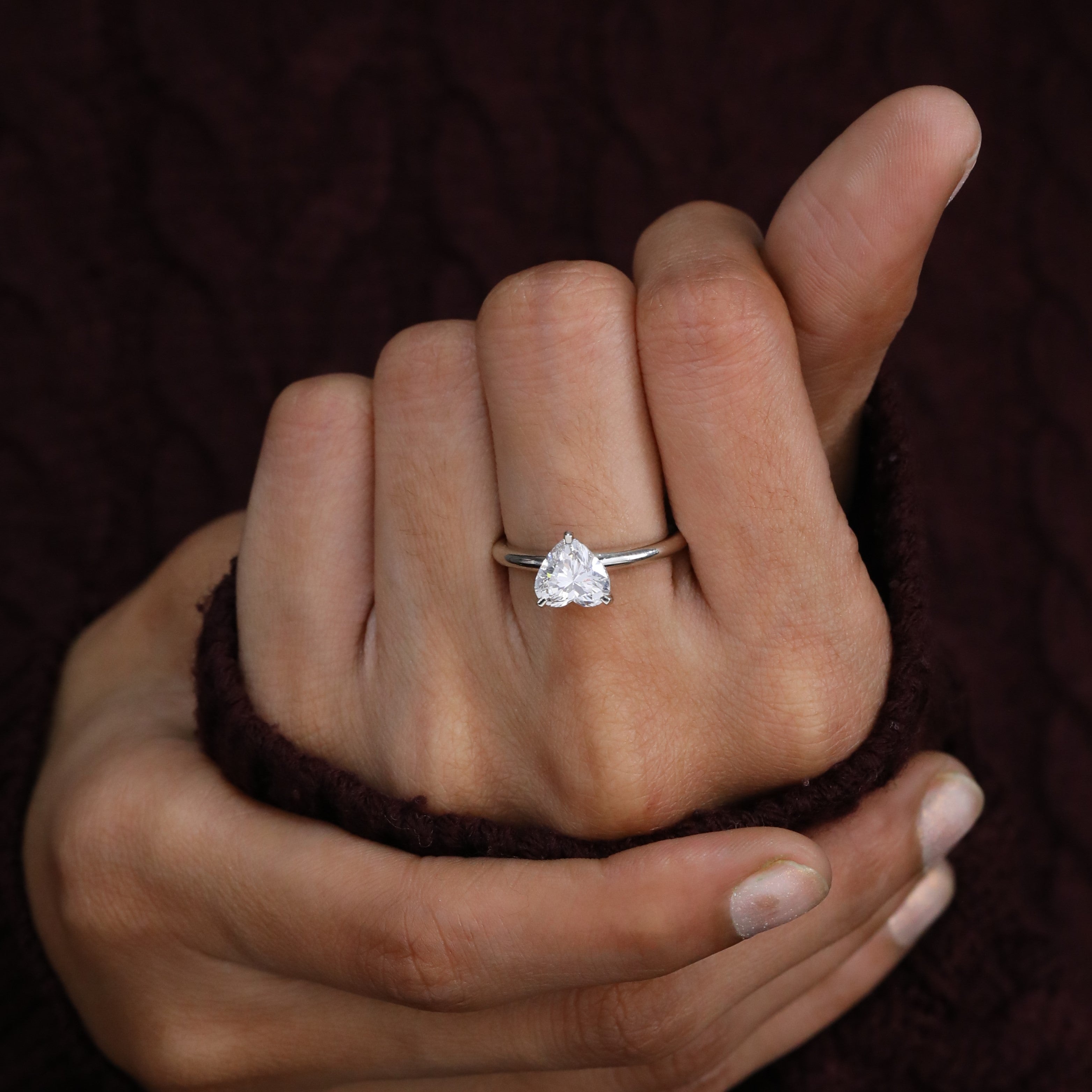 Modern solitaire heart cut Lab diamond ring for gifting