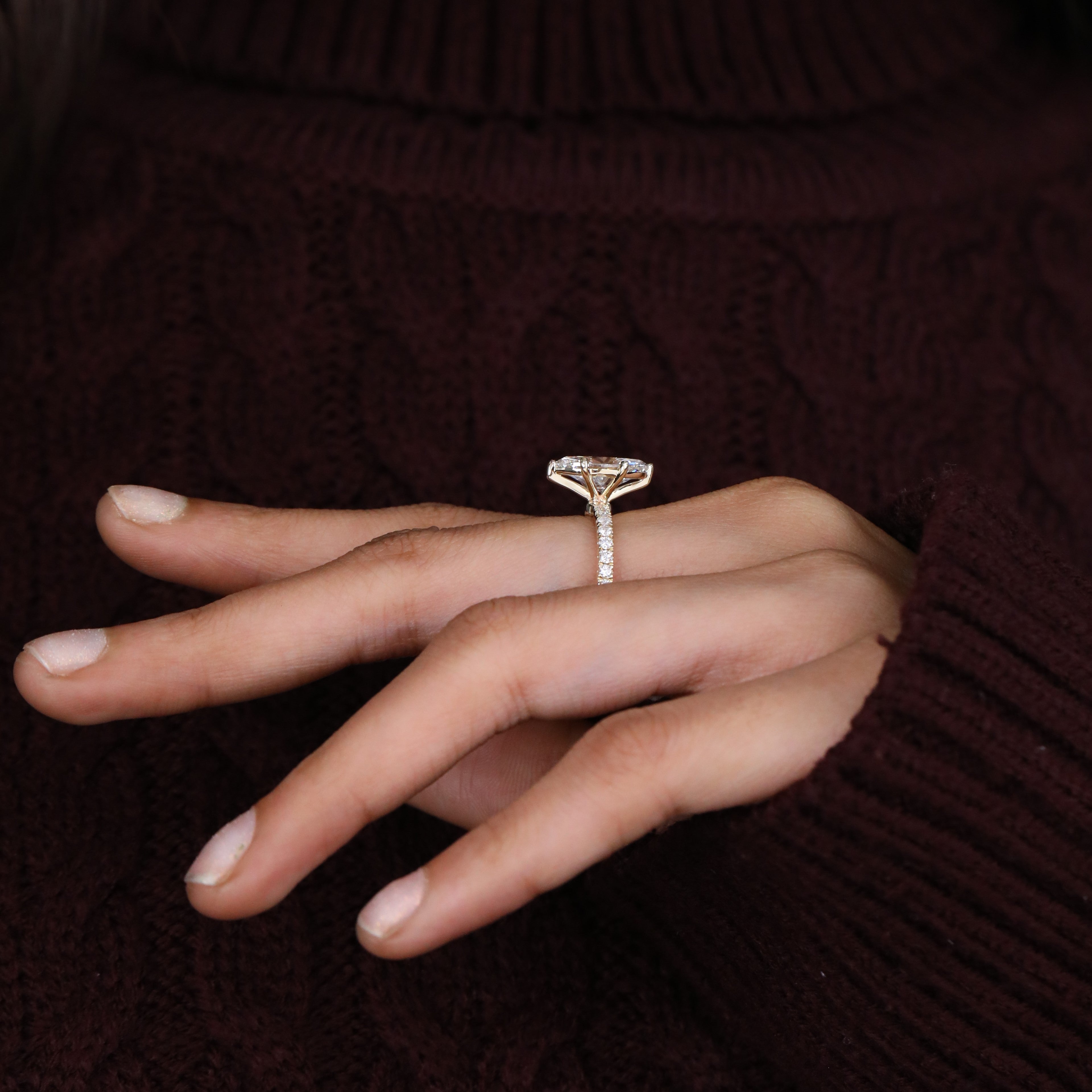 Bridal marquise lab grown diamond ring for engagement