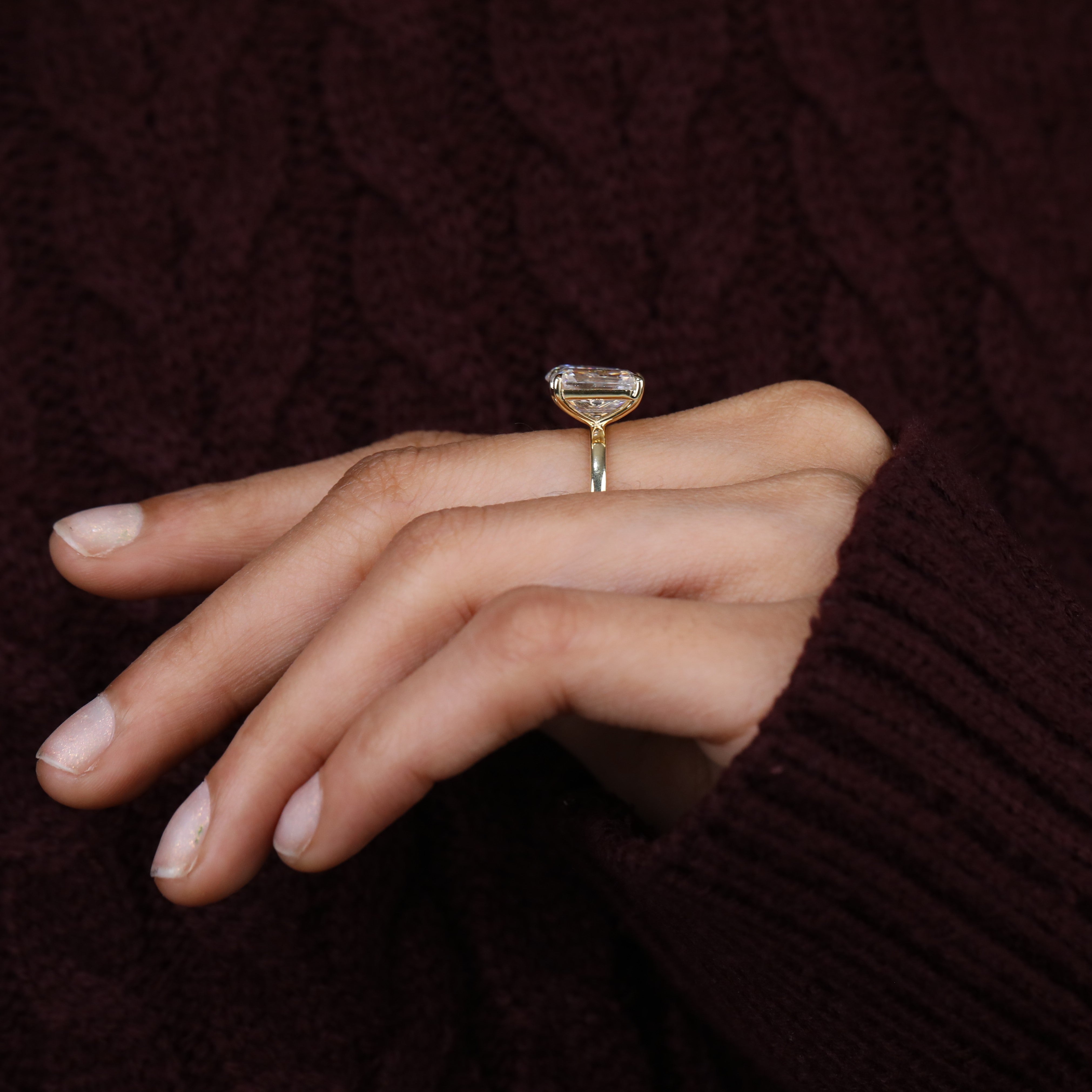 Pear and Emerald Cut Lab Diamond Toi et Moi Engagement Ring, You and Me Ring
