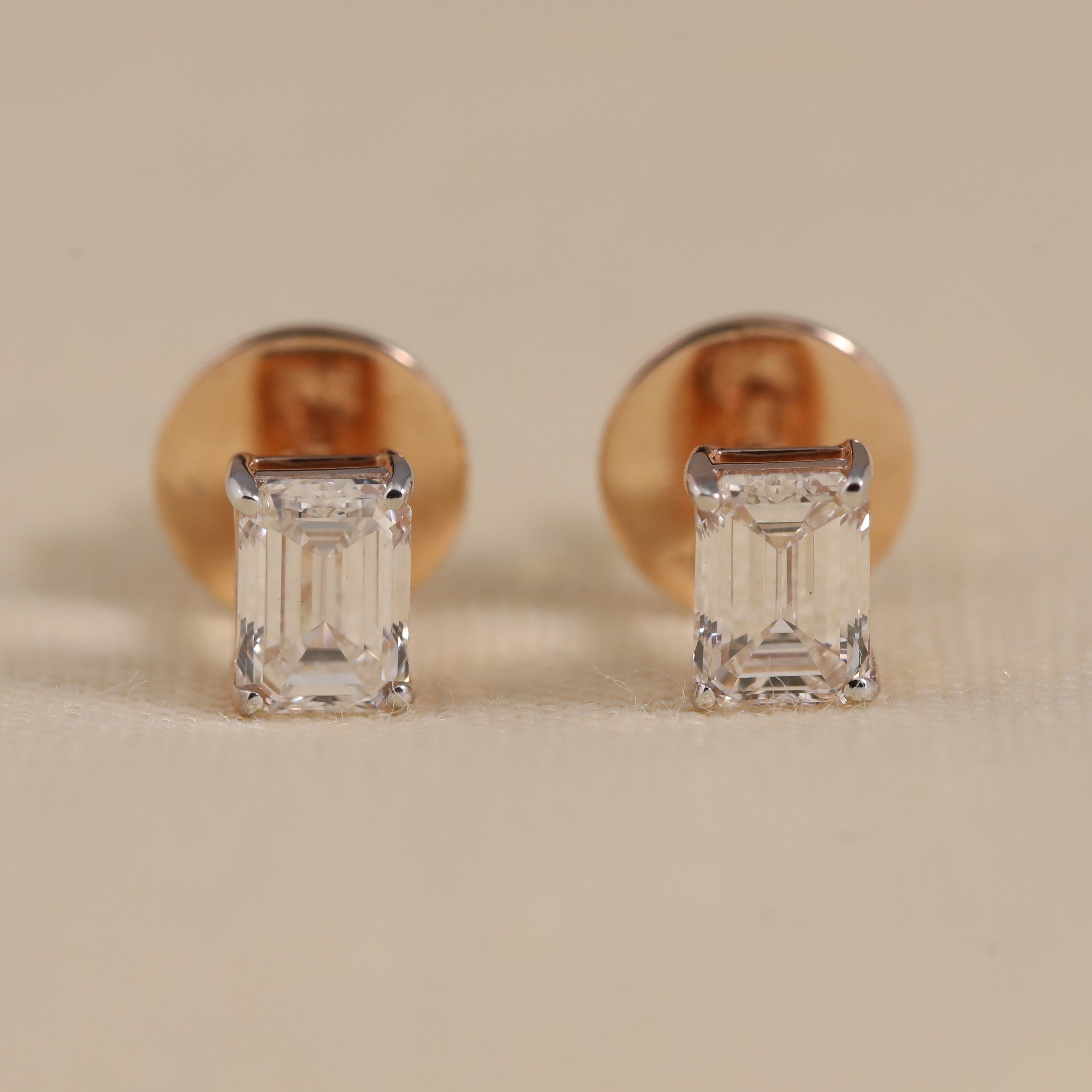 Emerald cut lab grown diamond stud earrings for daily elegant wear