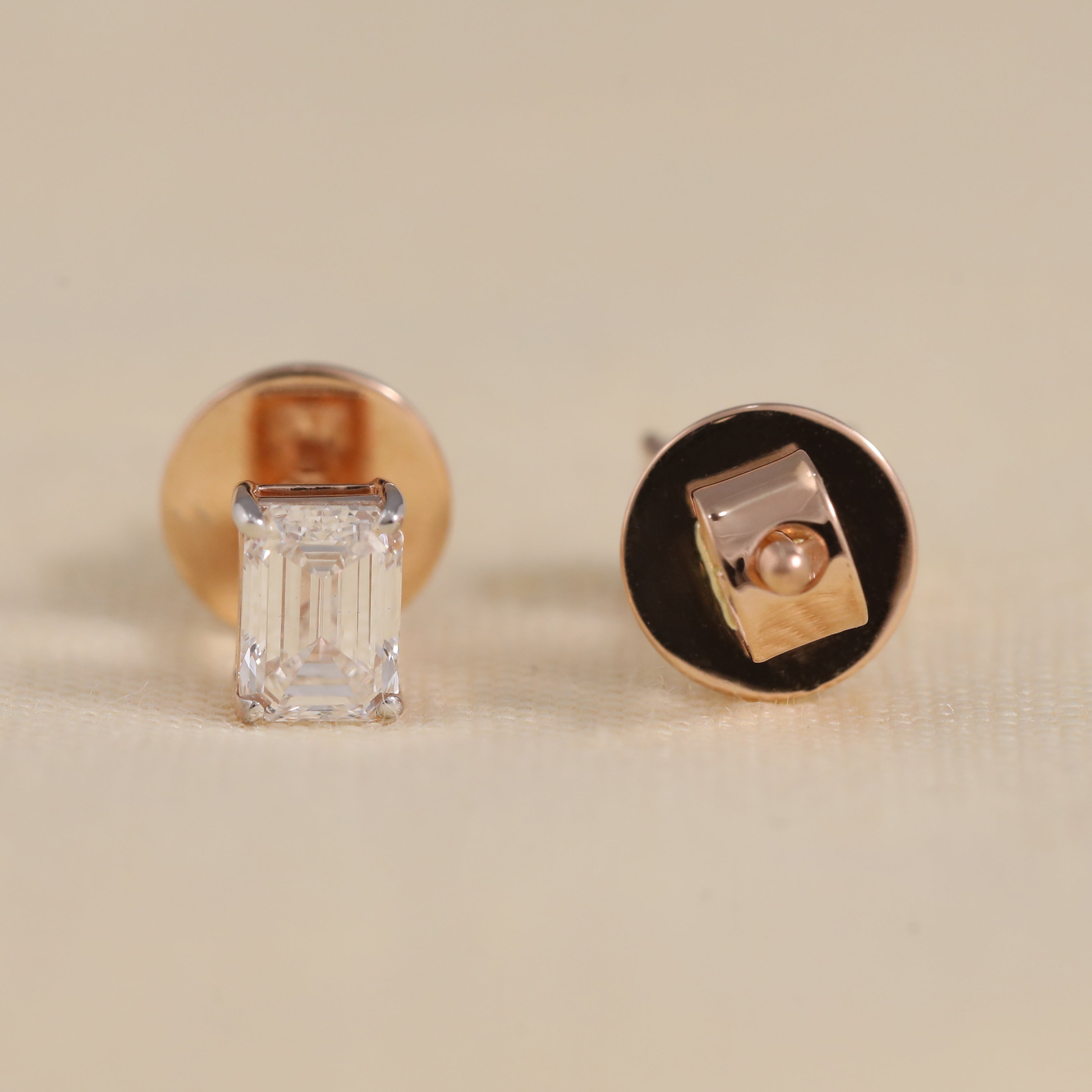 Minimal emerald cut lab diamond studs perfect for anniversary gifting