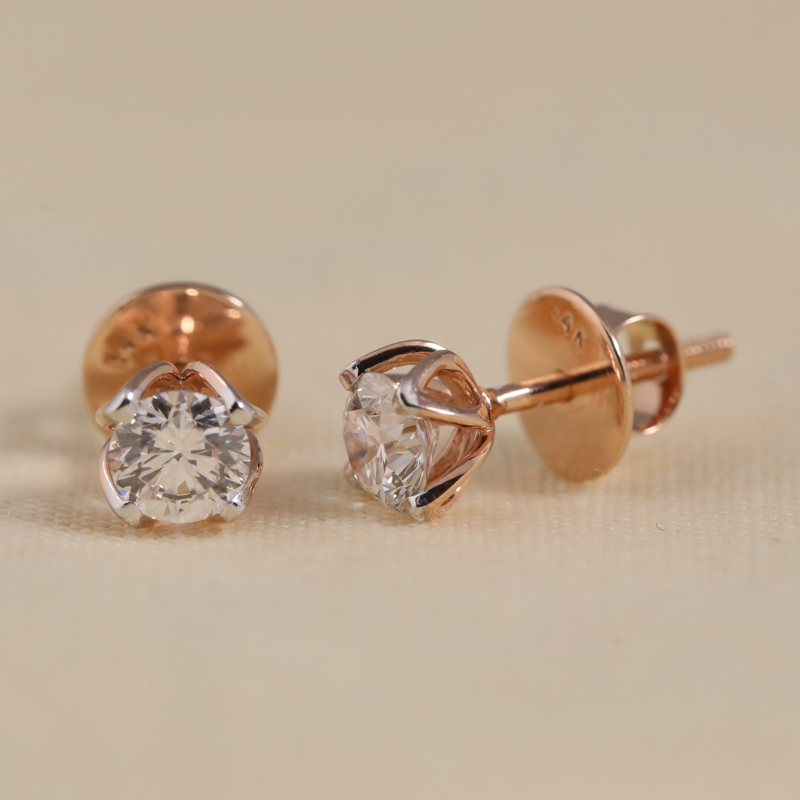 Timeless round diamond stud earrings crafted for weddings, parties, and events