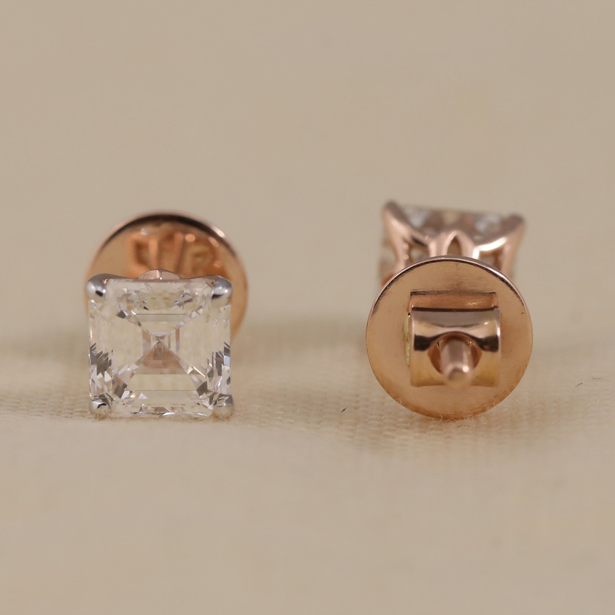 Timeless Asscher lab grown diamond studs ideal for birthdays, anniversaries, or celebrations