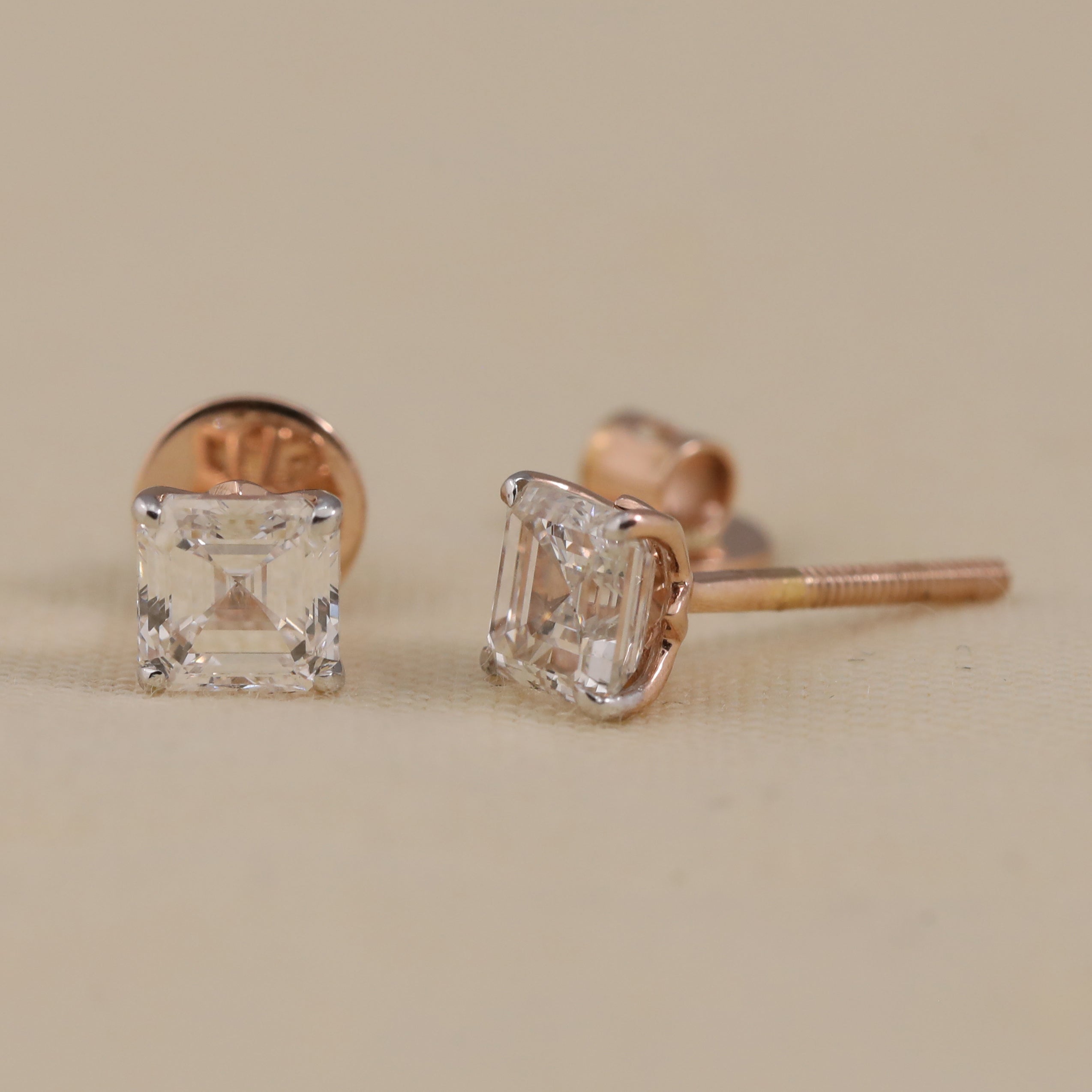 Stylish Asscher lab-grown diamond stud earrings offering refined sparkle for any occasion