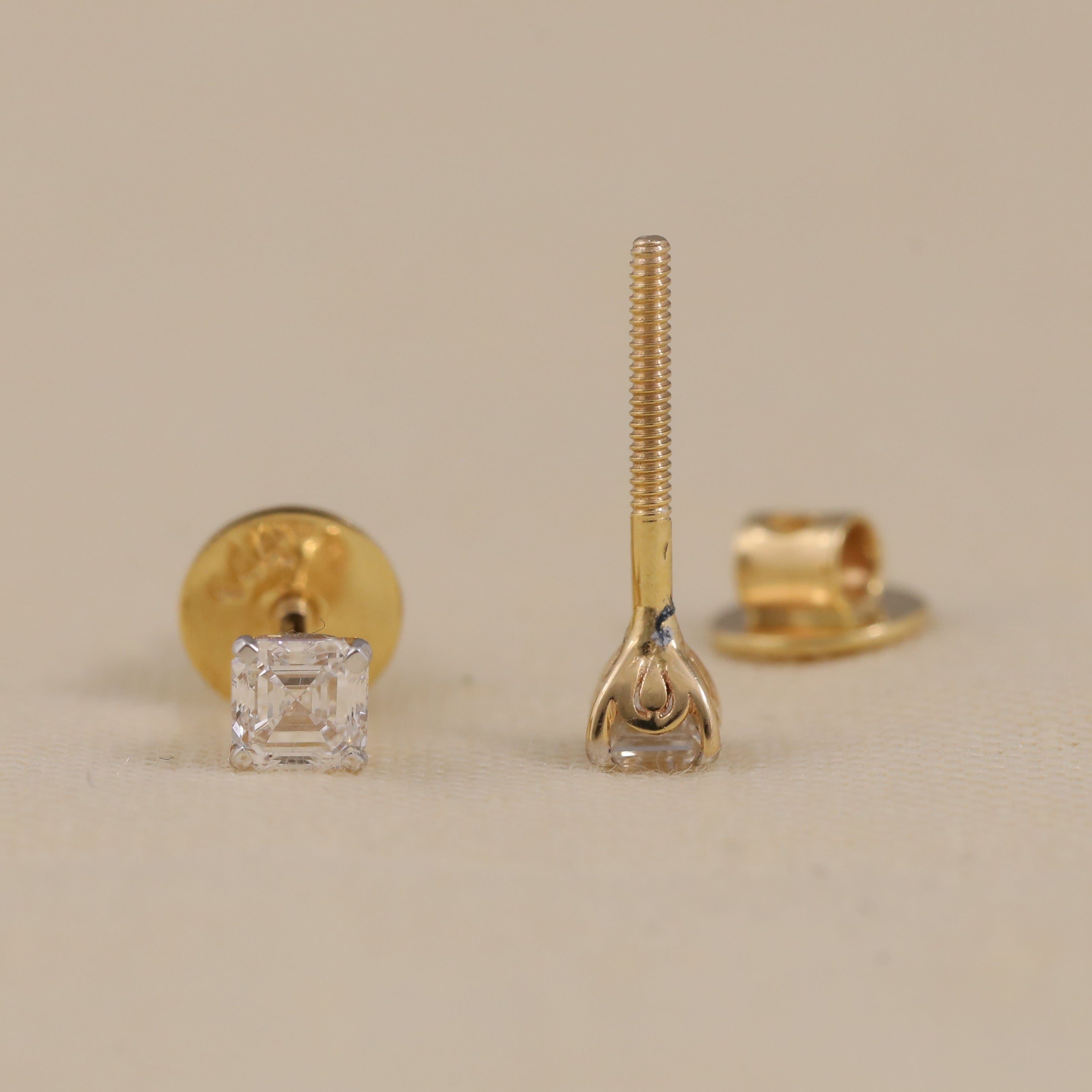 Minimal Asscher-cut lab-grown diamond studs suited for office wear or gifting