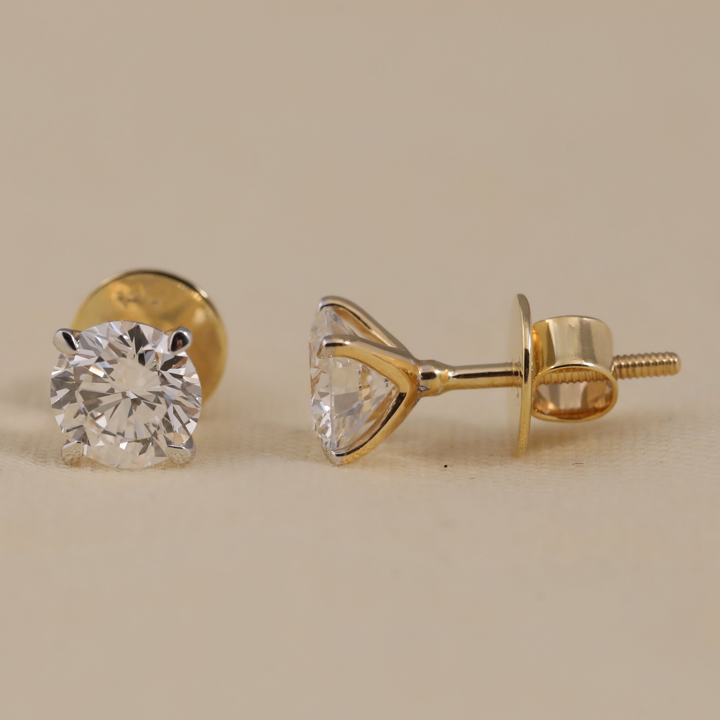 Classic round cut lab grown diamond earrings suited for elegant wedding occasions