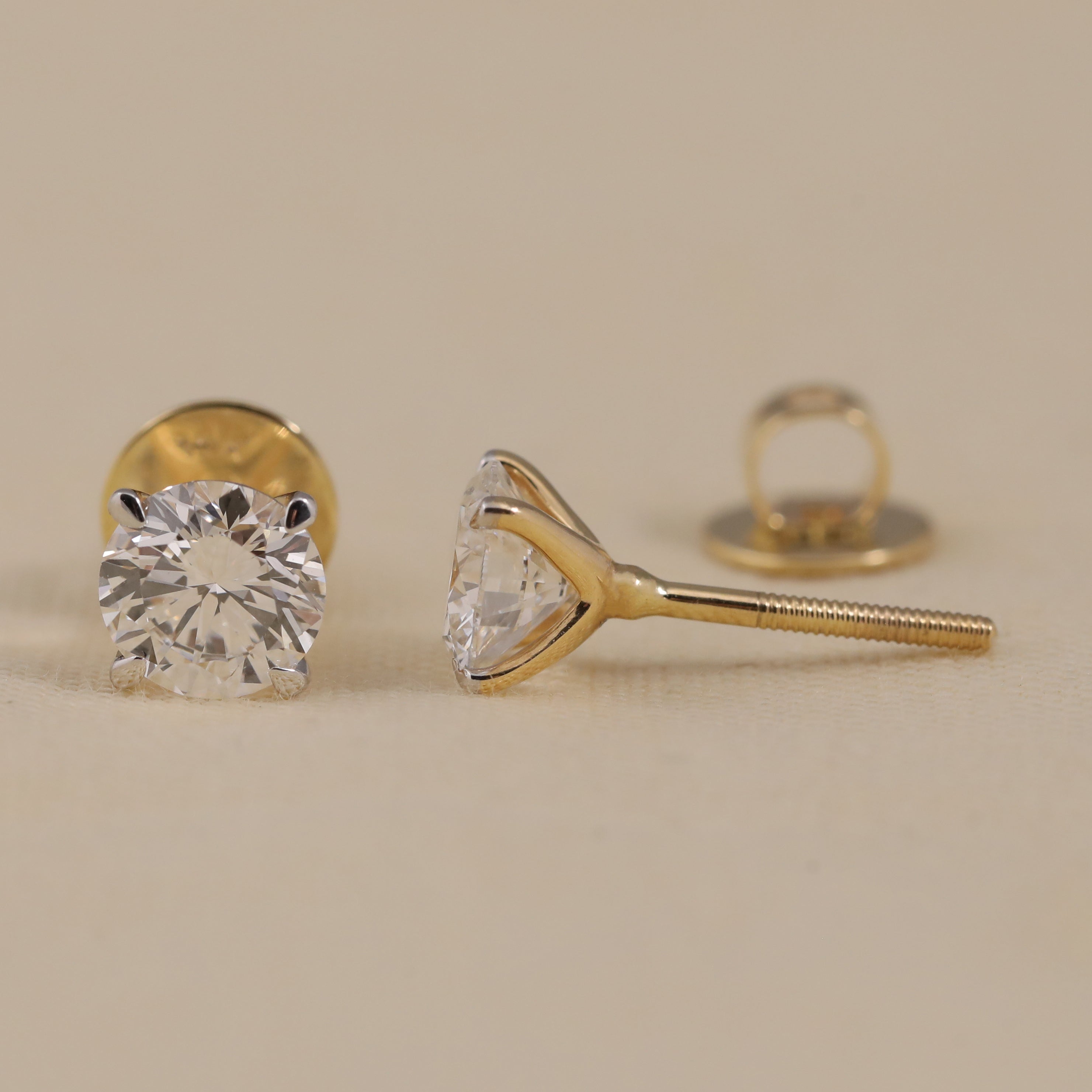 Beautiful round cut lab grown diamond studs ideal for special event styling