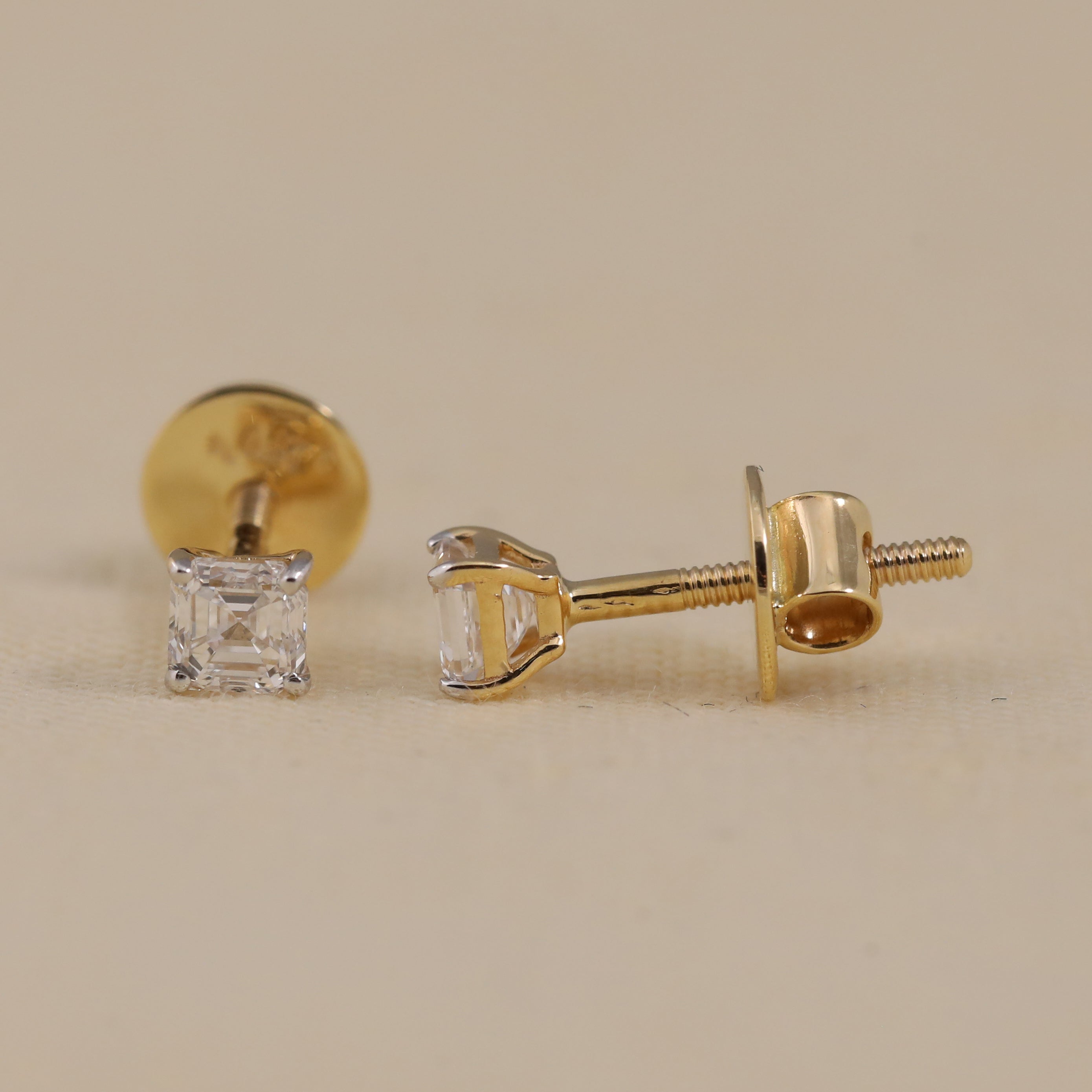 Minimal Asscher-cut lab-grown diamond studs suited for office wear or gifting