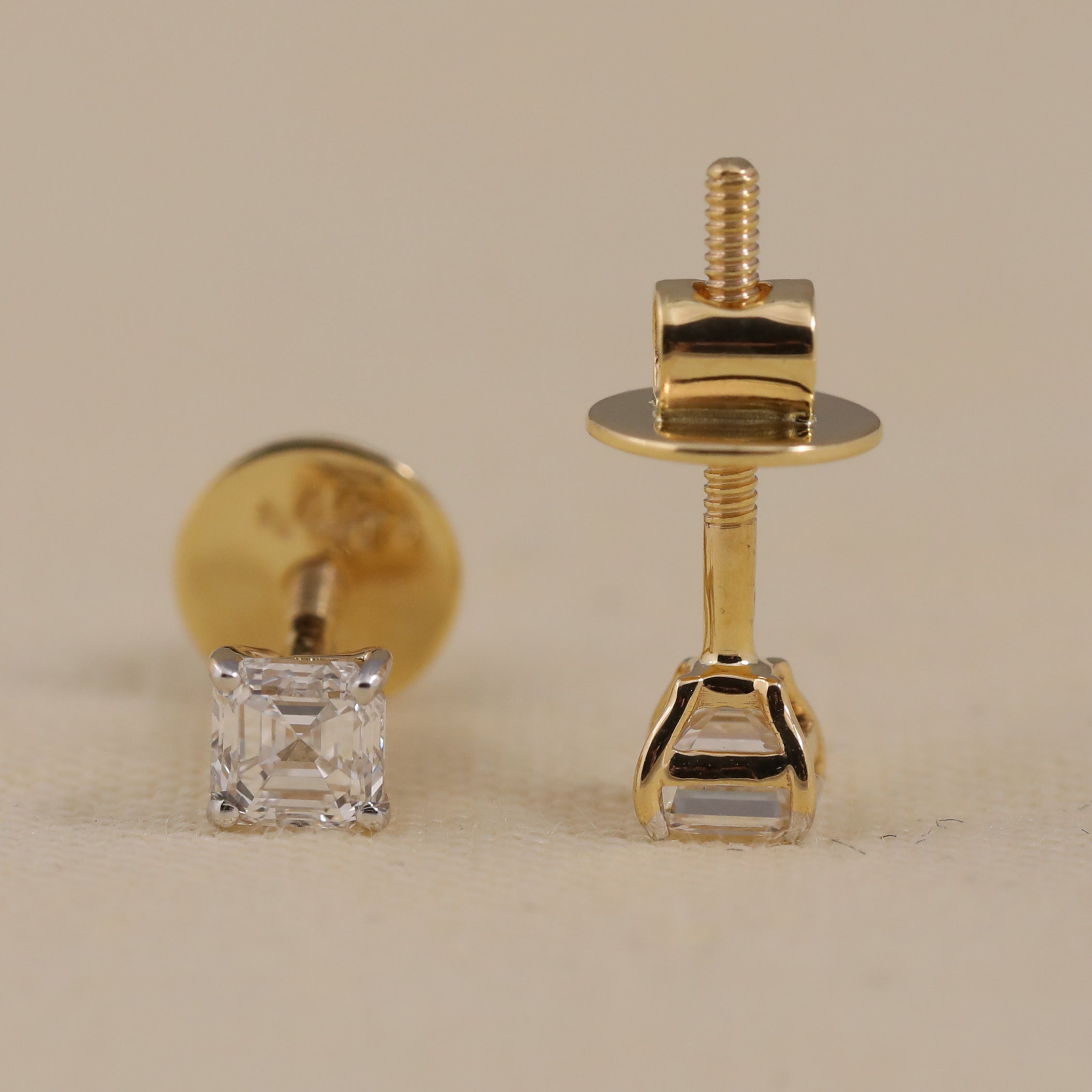 Timeless Asscher-cut diamond stud earrings great for engagement or anniversary surprises