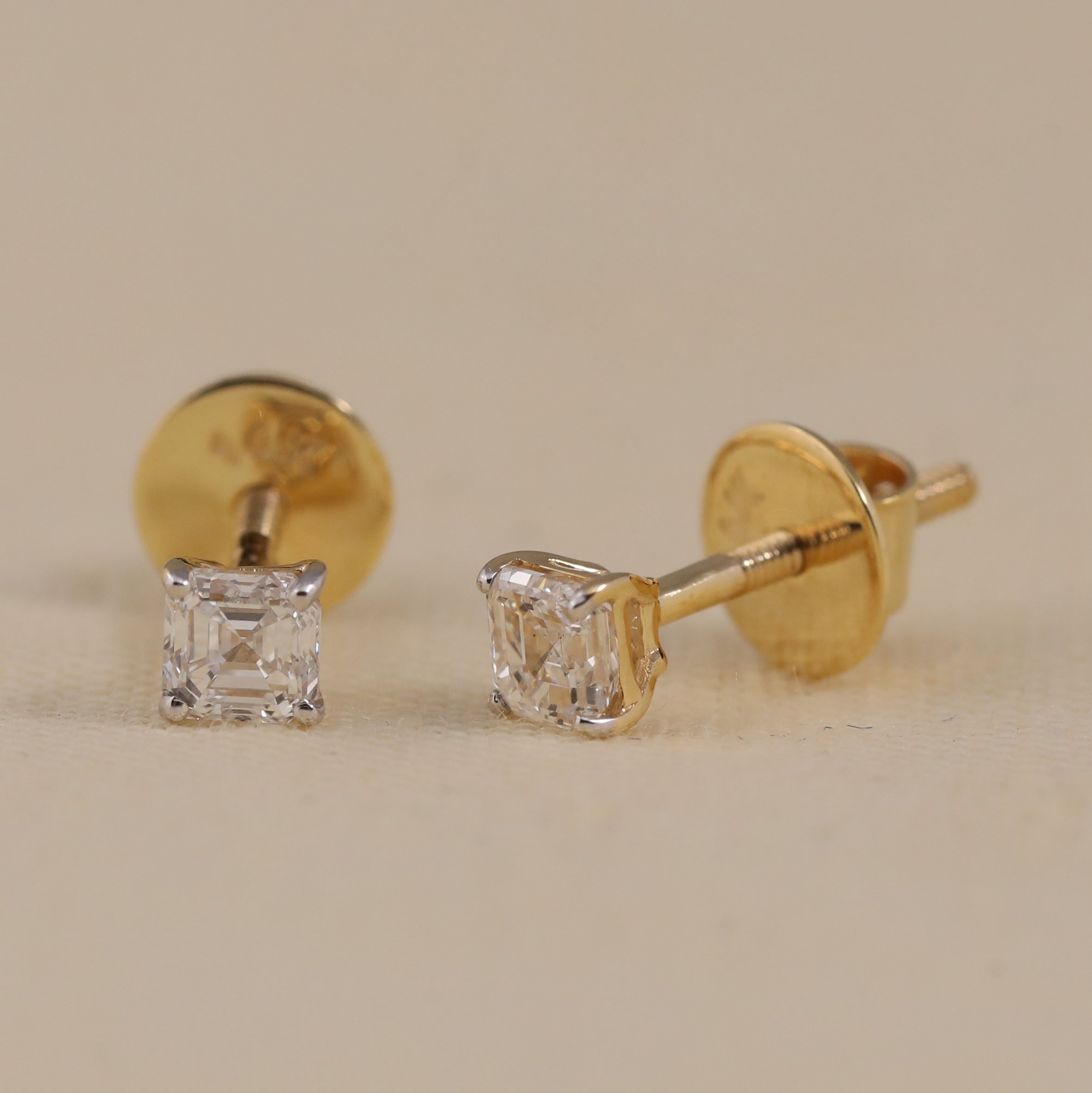 Classic Asscher cut lab grown diamond studs perfect for festive or holiday gifting