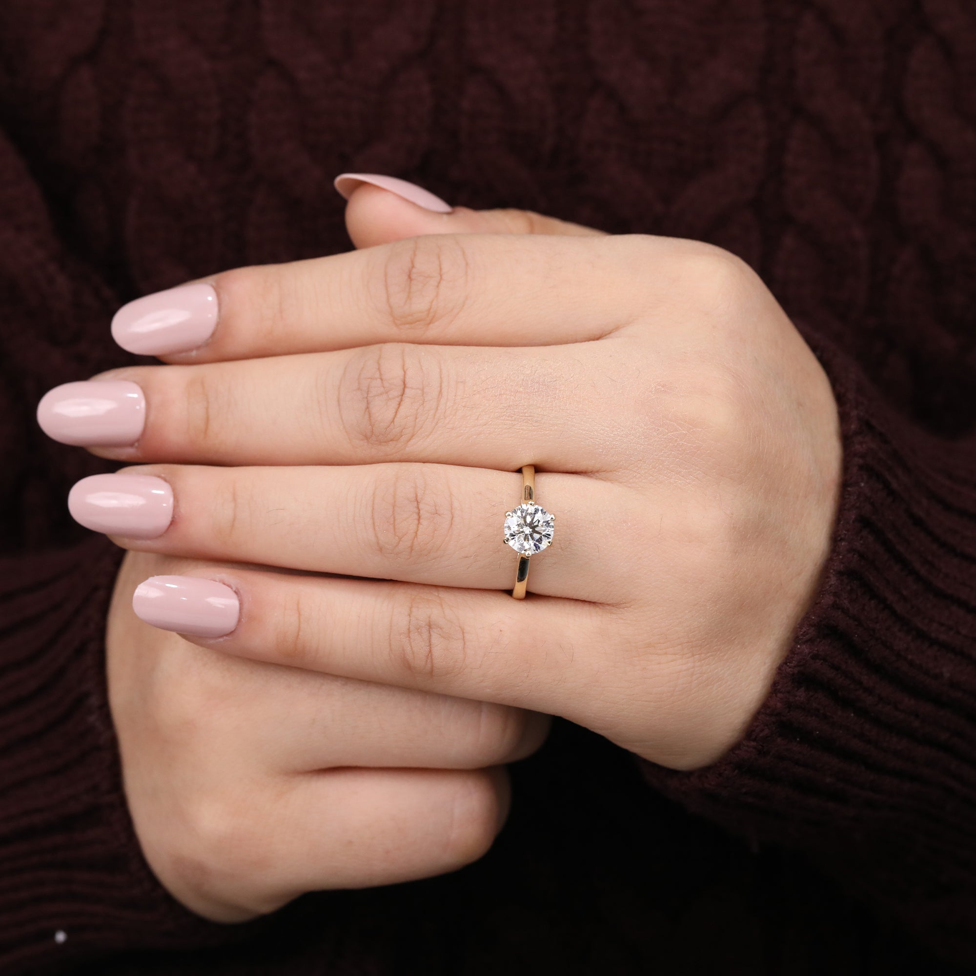 Round cut lab diamond engagement ring in a timeless solitaire style