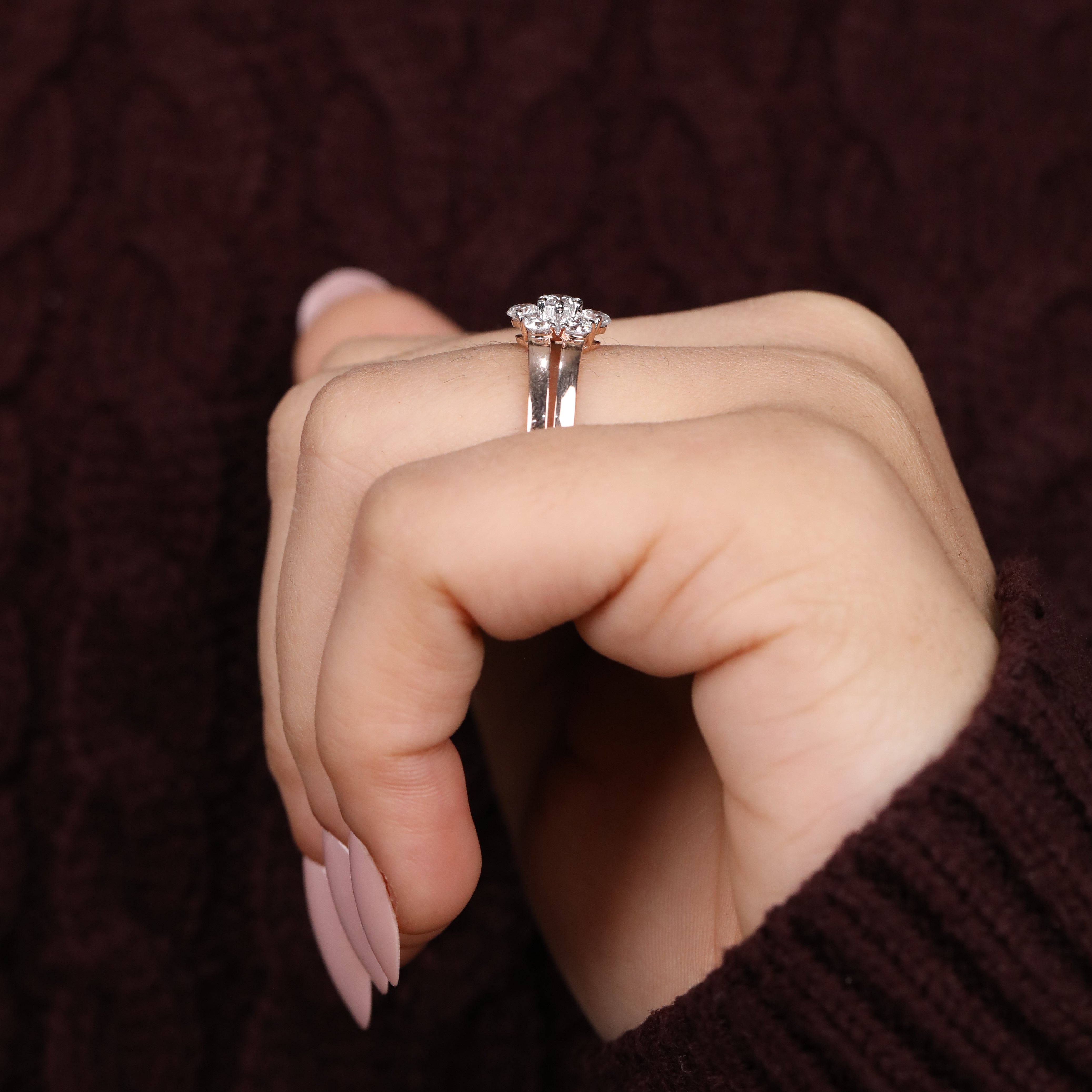 Floral Lab Grown Diamond Cluster Ring