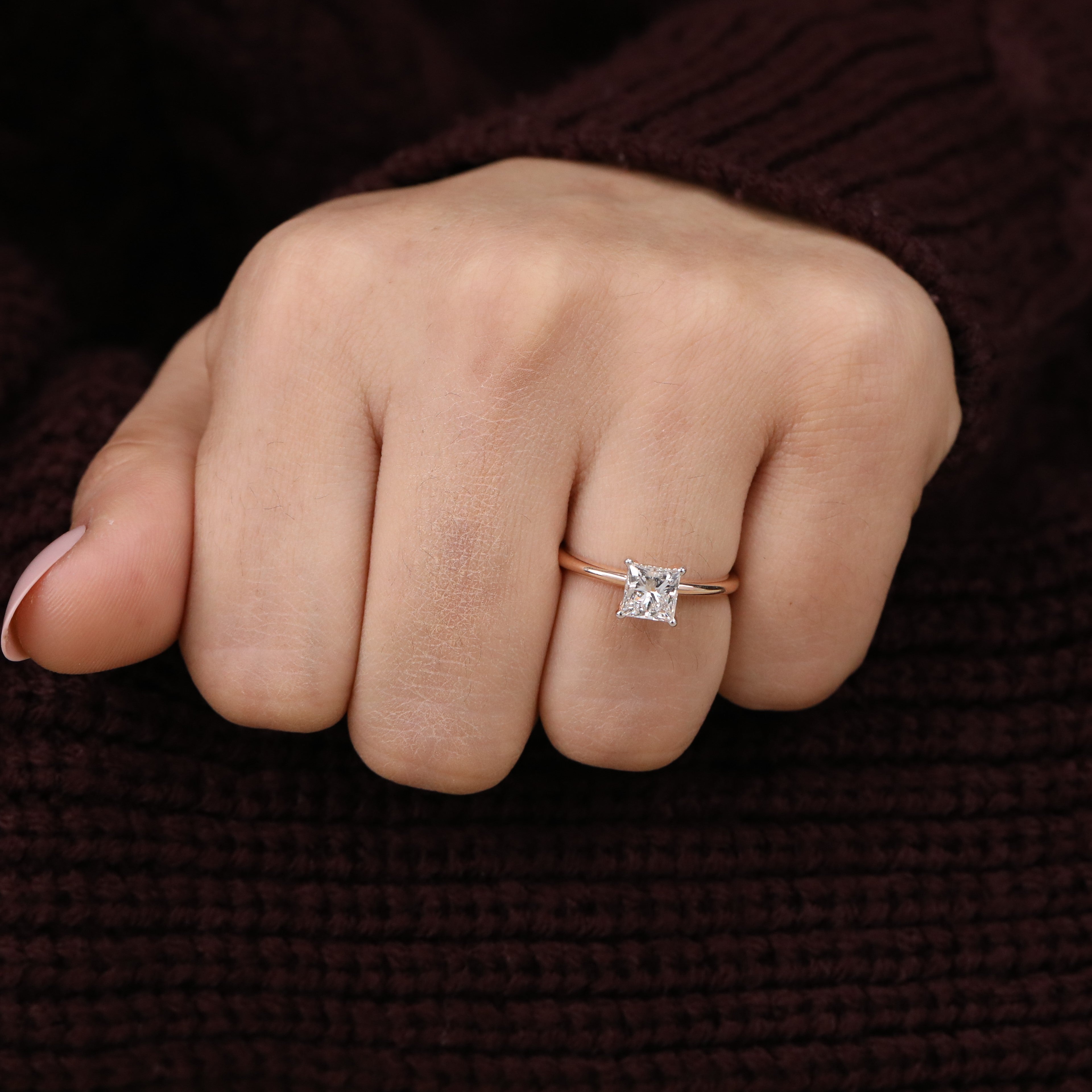 Modern princess cut lab grown diamond ring offering elegant simplicity and shine