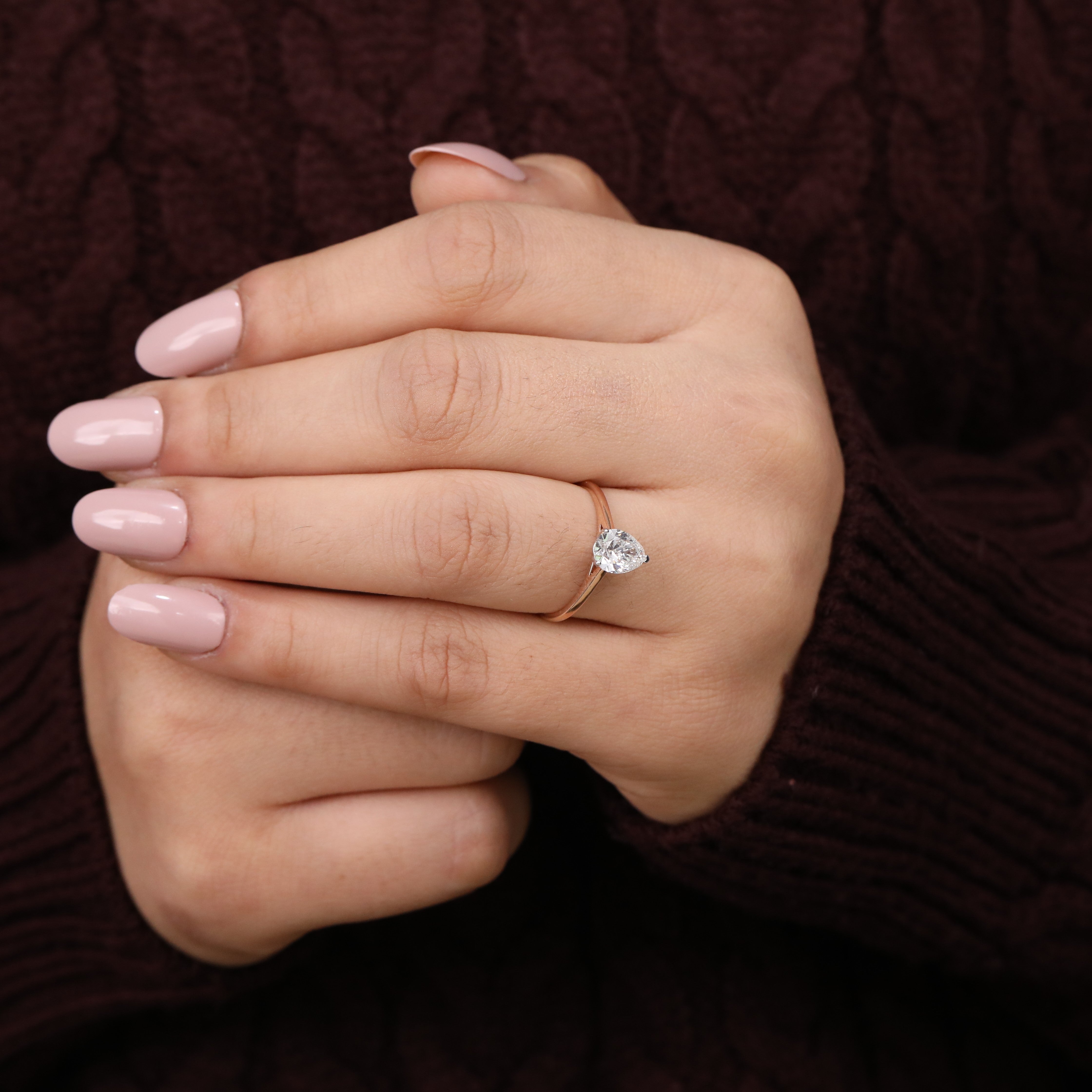 Classic pear lab grown diamond engagement ring offering brilliance and simplicity