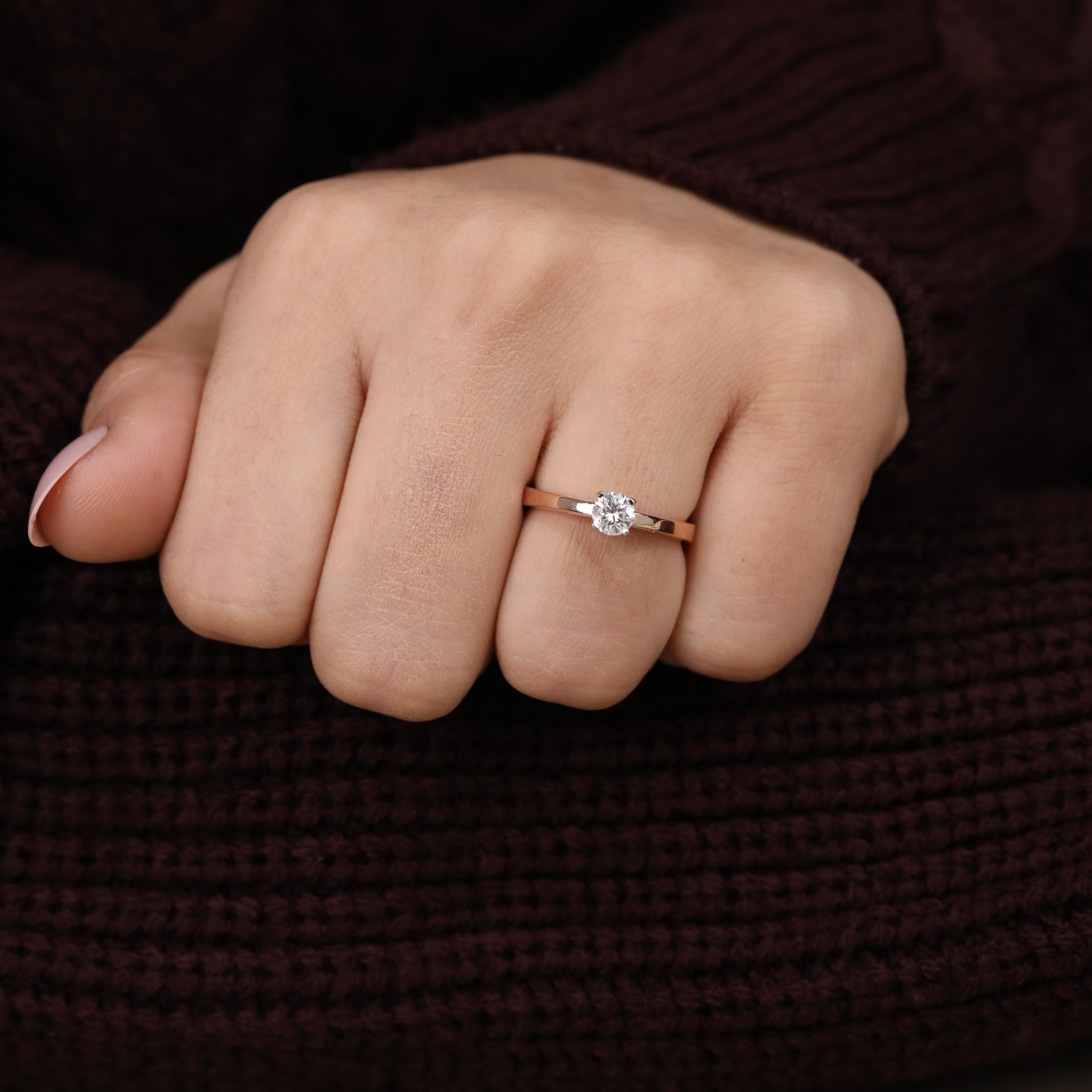 Round lab grown diamond band ring crafted in a sleek minimalist style