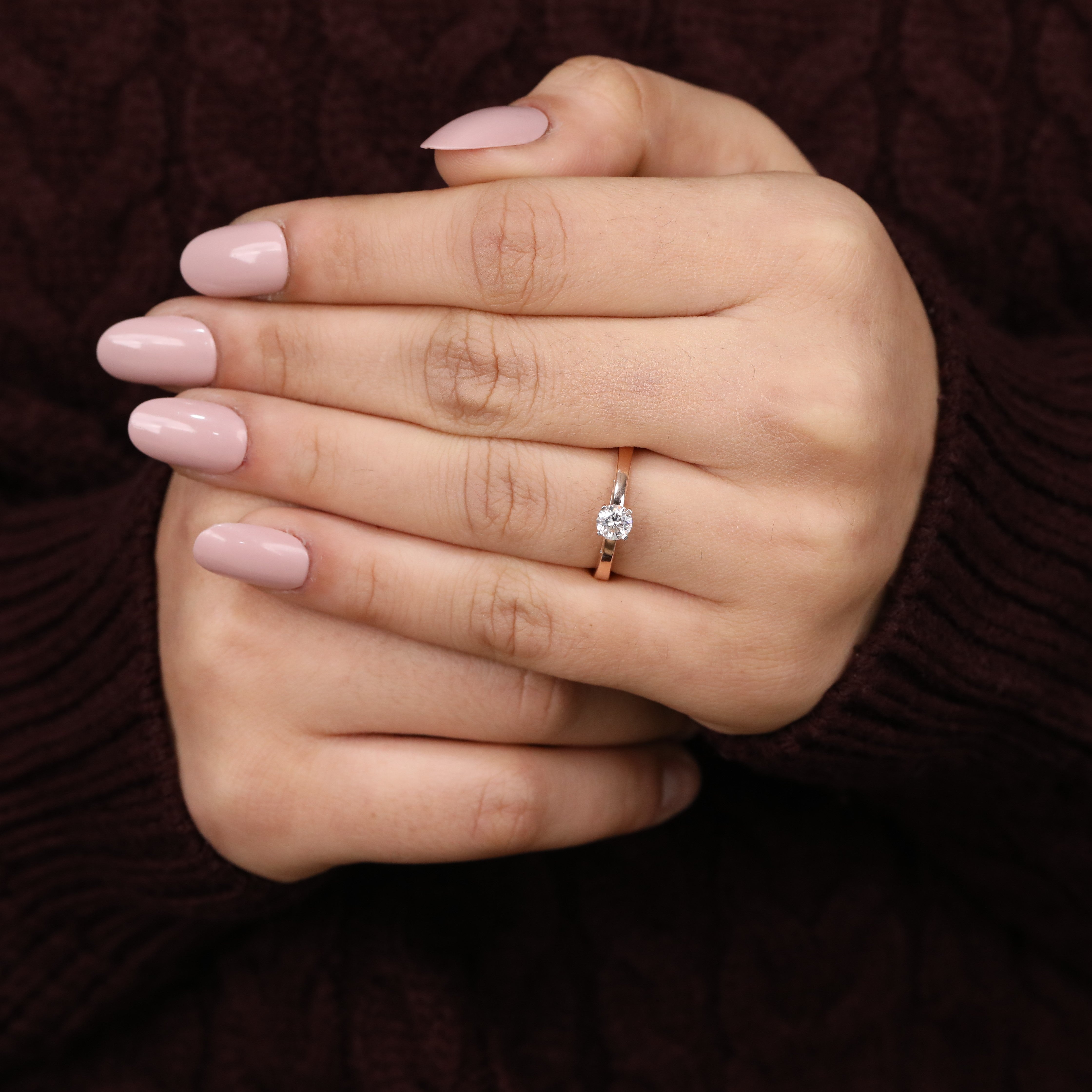 Timeless round lab grown diamond ring designed with a bold contemporary band