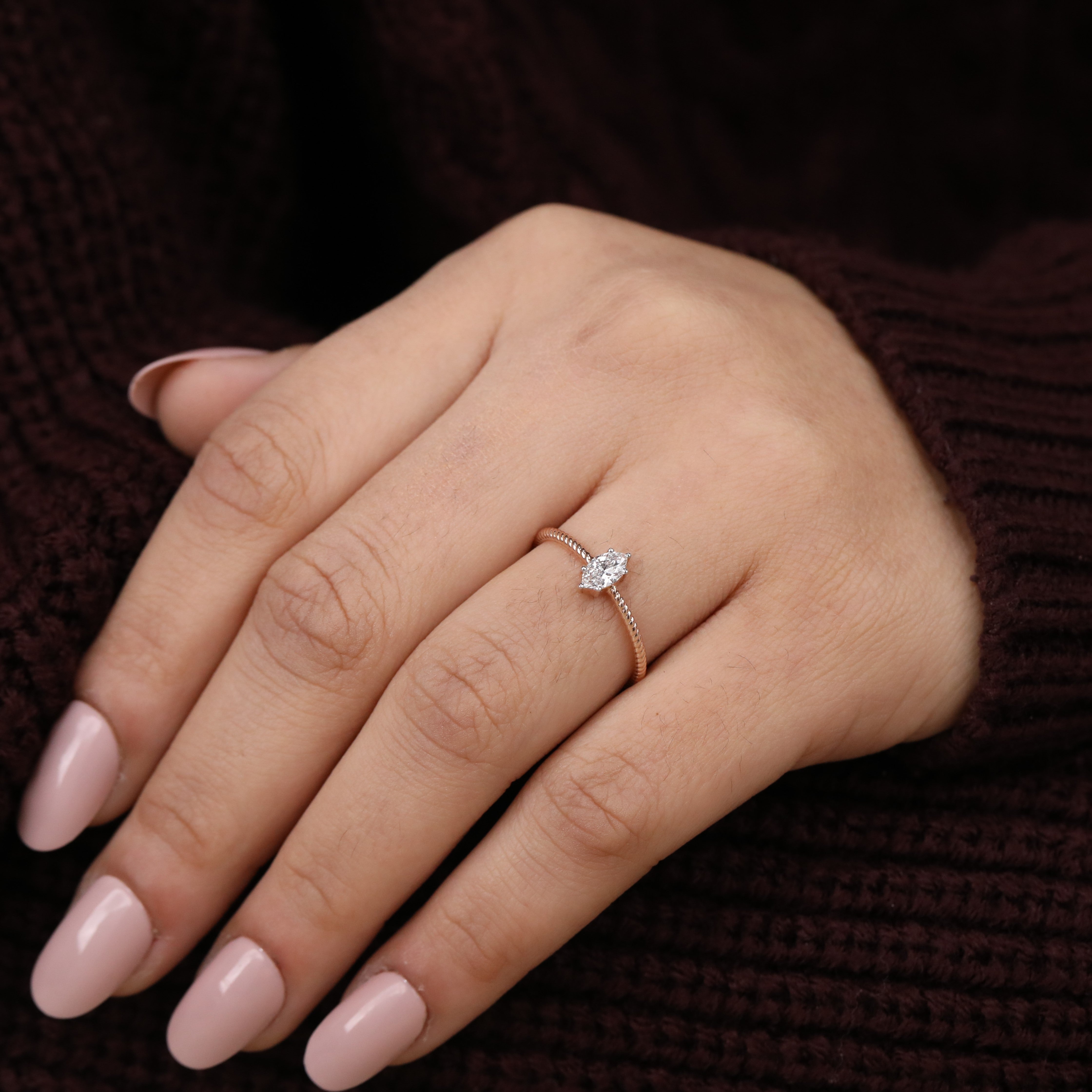 Charming marquise cut lab grown diamond ring perfect for anniversaries or promises