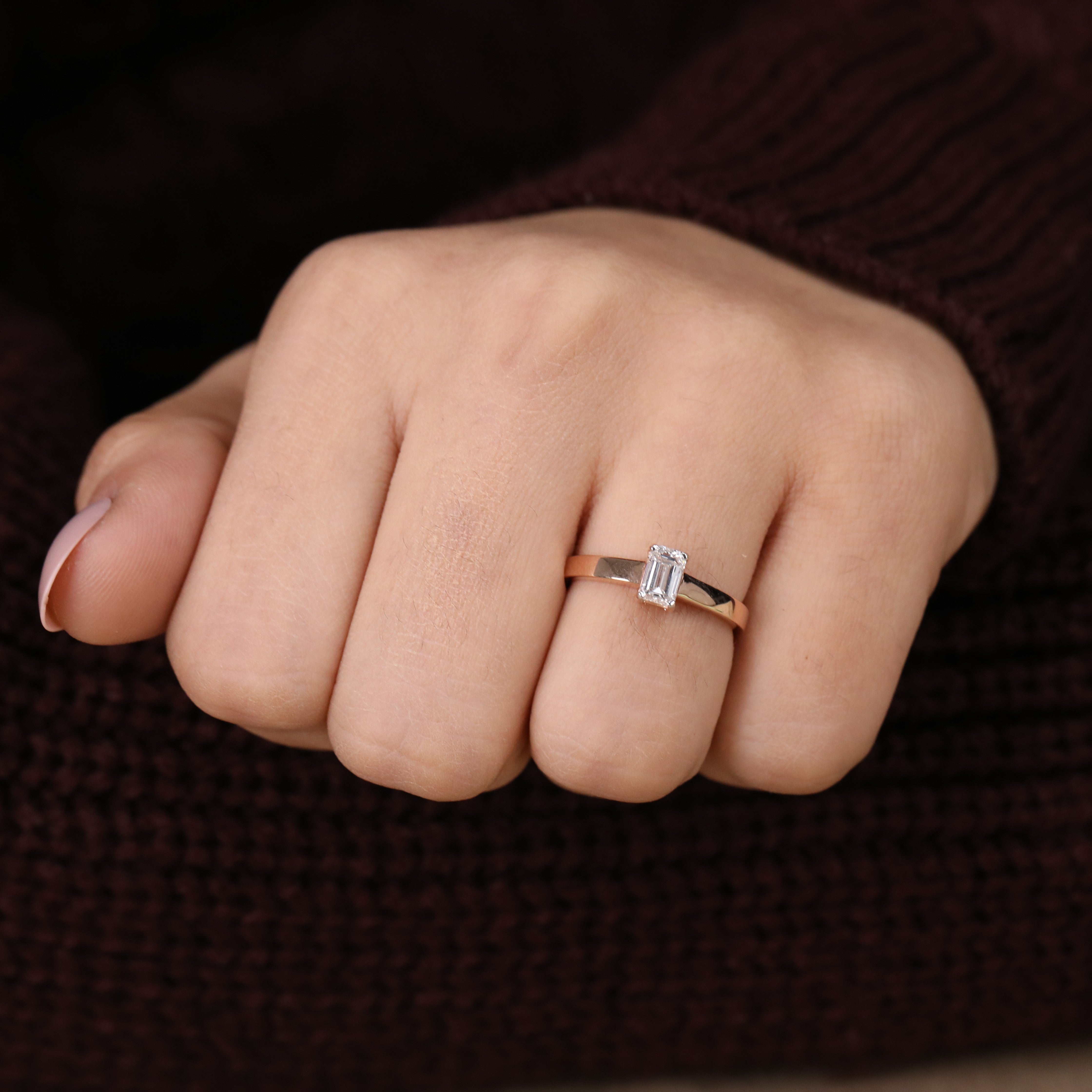 Minimal emerald lab-grown diamond ring ideal for birthdays and special occasions