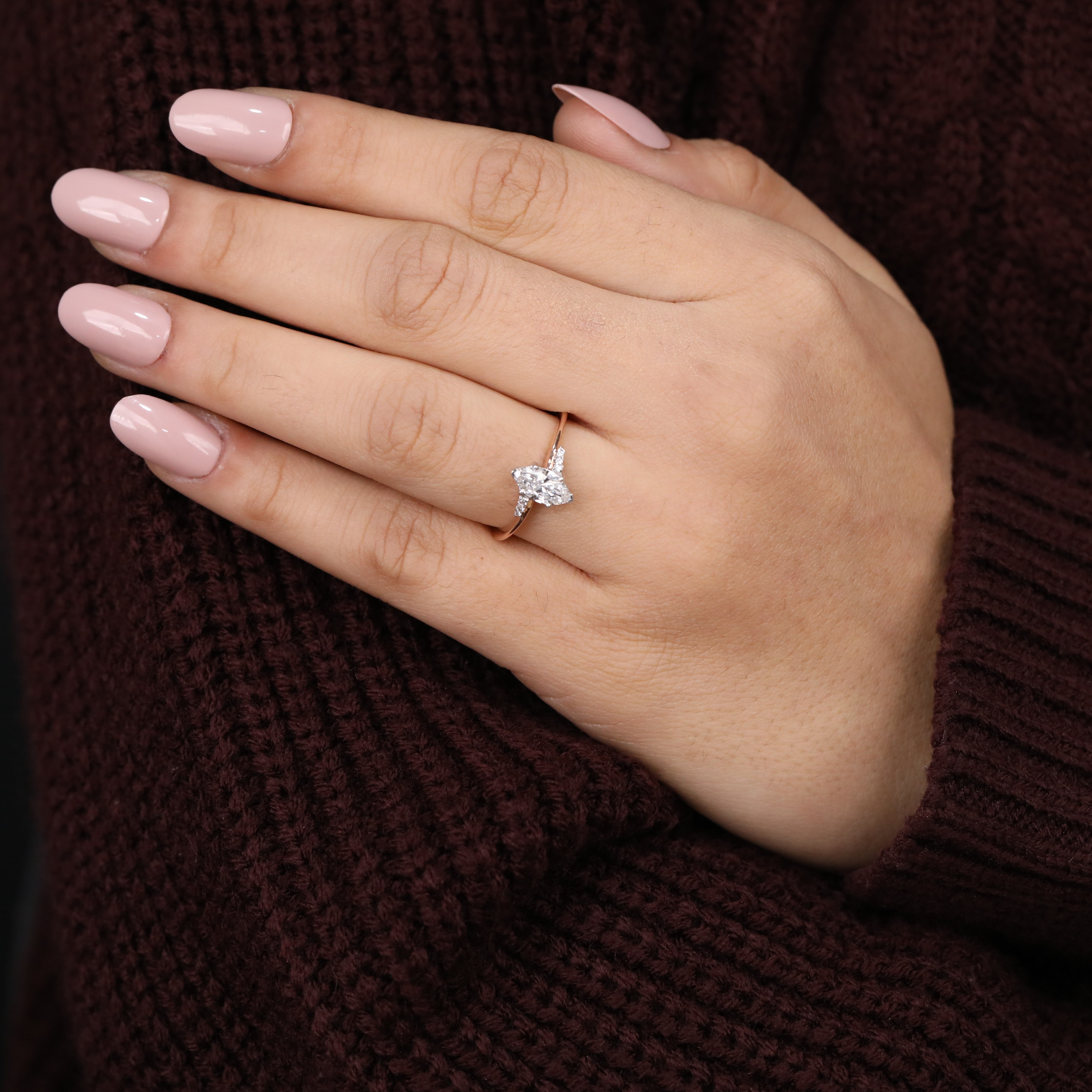 Marquise cut lab grown diamond ring offering refined sparkle and graceful design