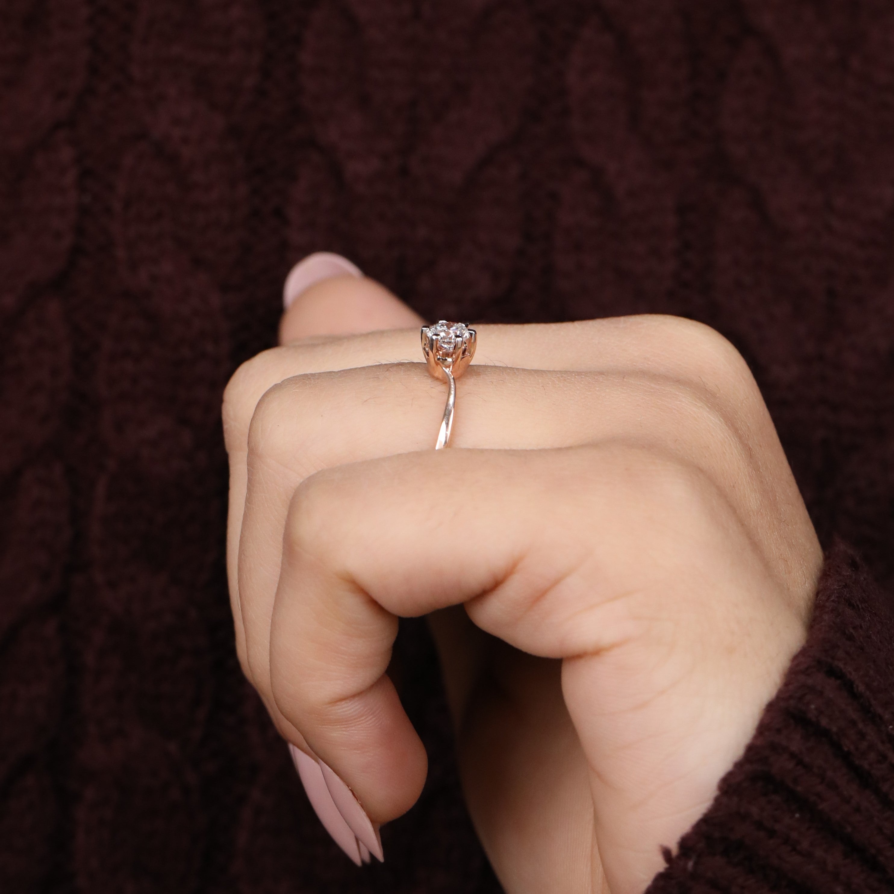 Modern solitaire ring crafted with a dazzling round lab grown diamond stone