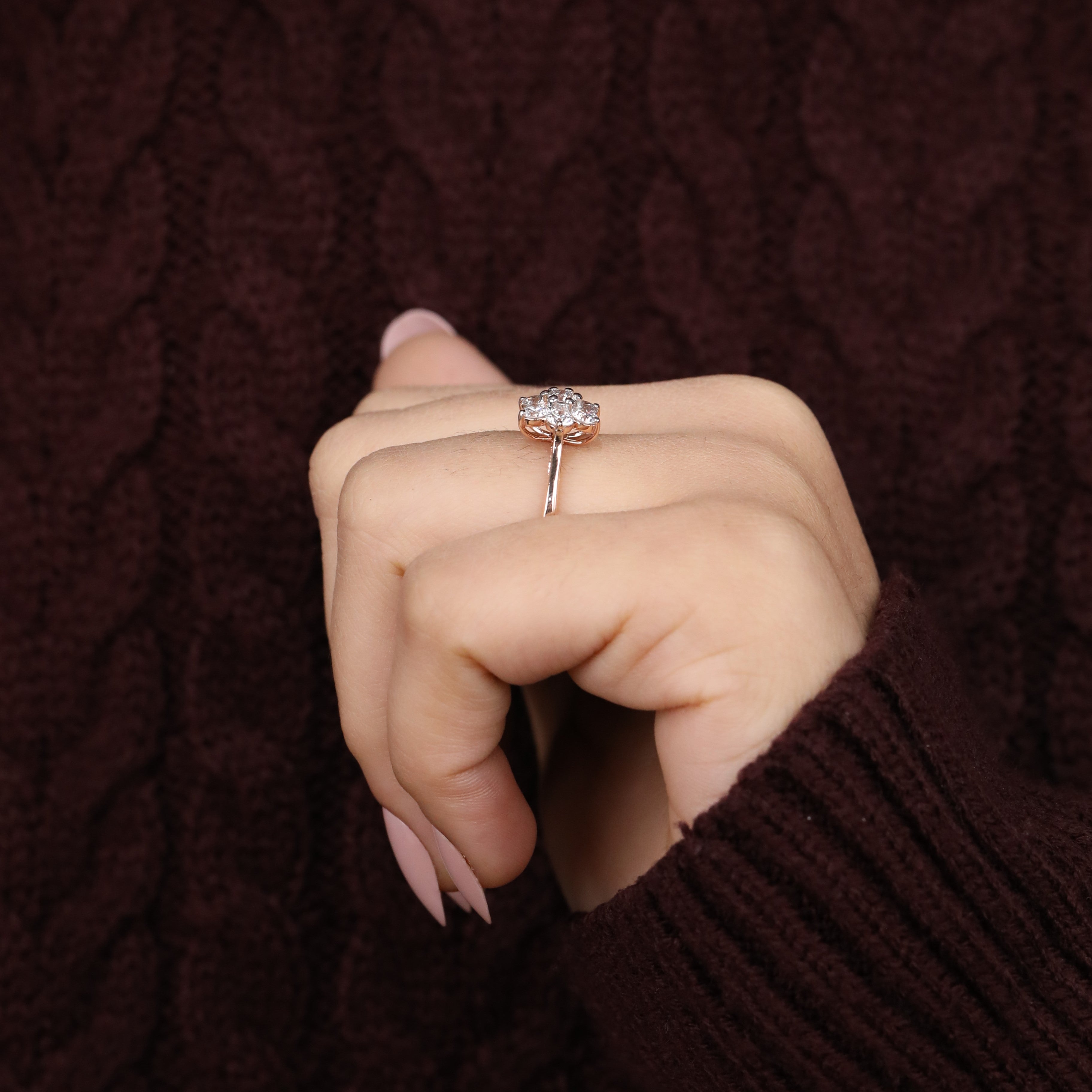 Floral Inspired Lab Grown Diamond Cluster Wedding Ring