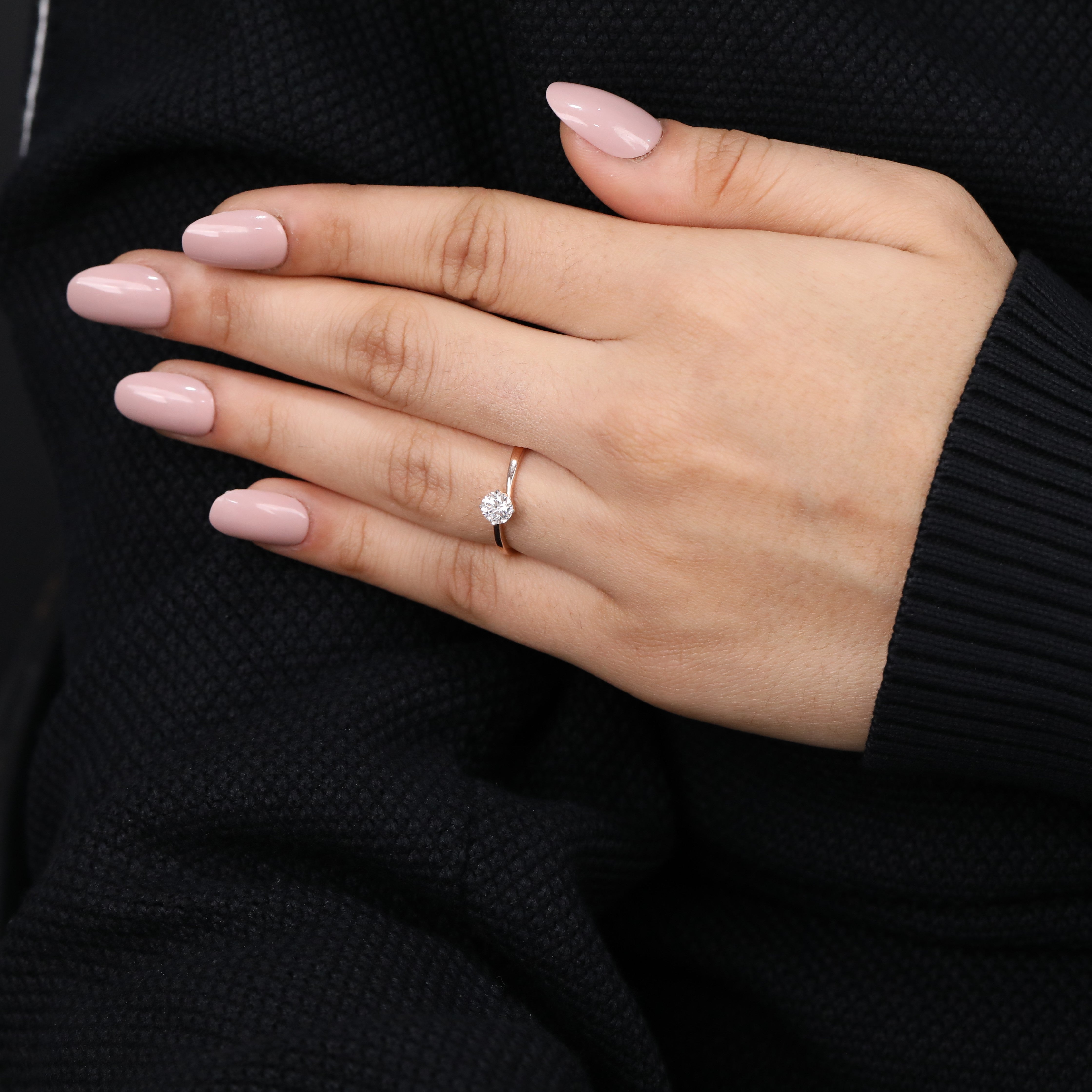 Timeless round lab grown diamond engagement ring crafted in a sleek style
