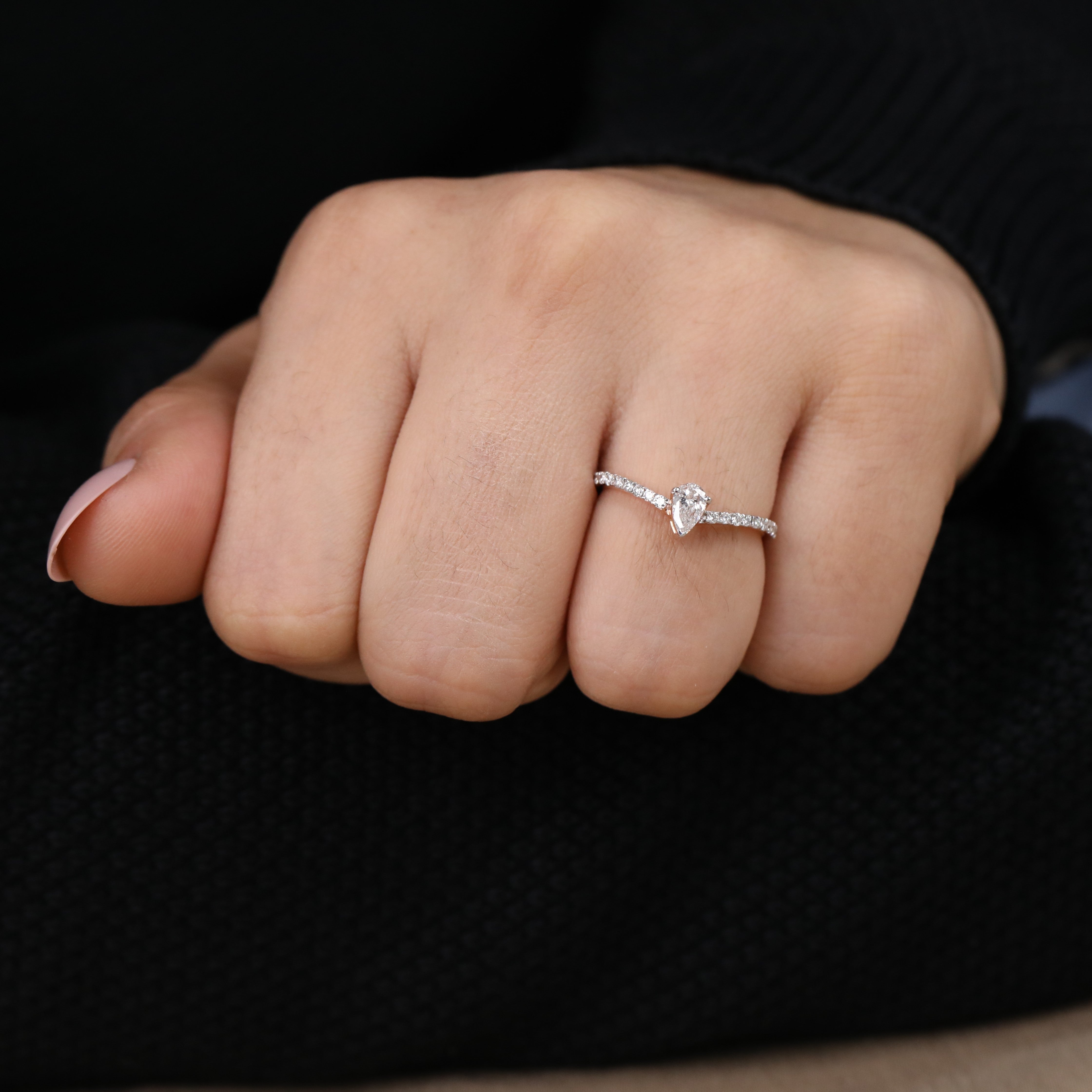 Beautiful pear shaped lab grown diamond ring ideal for proposal or anniversary gifts