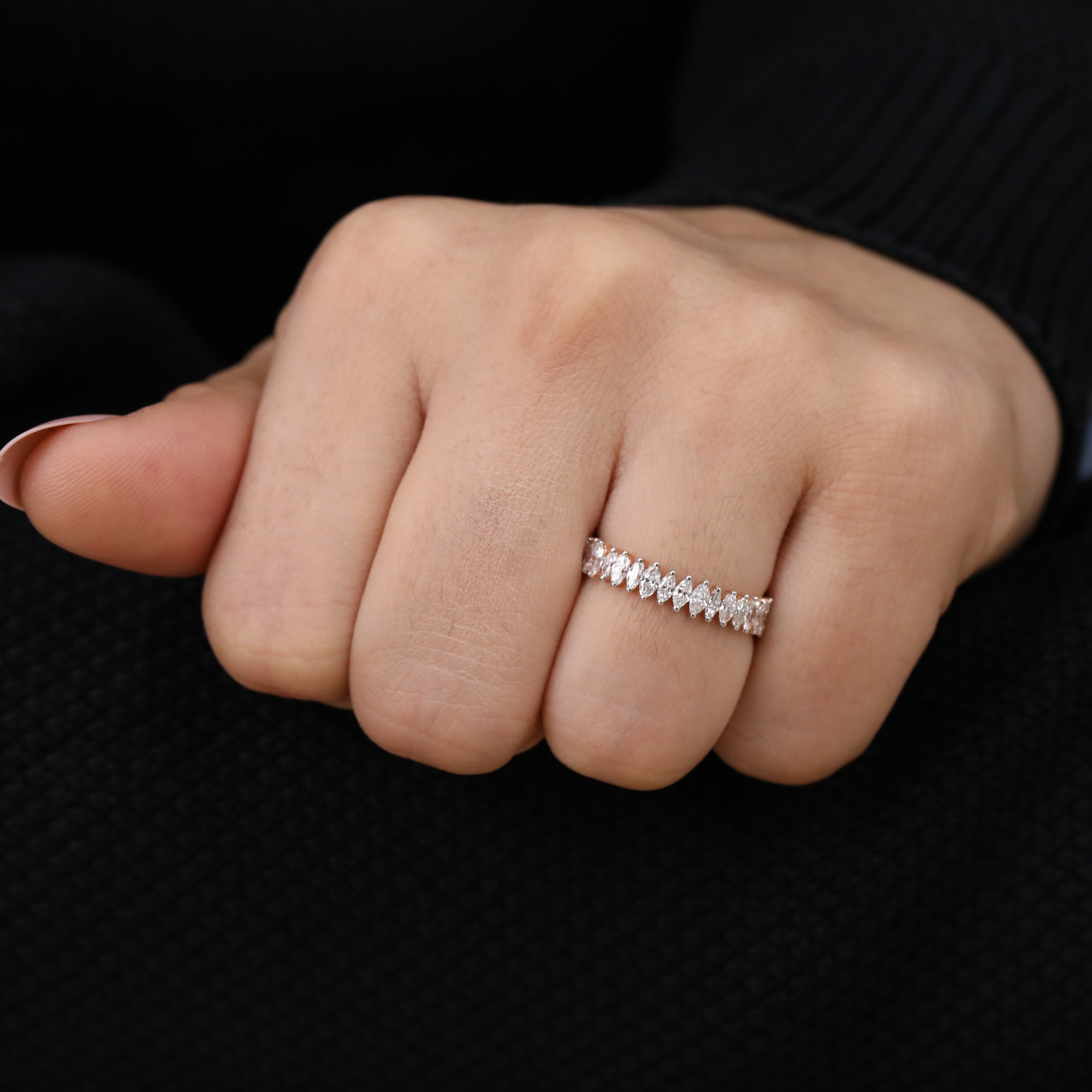 Classic marquise lab grown diamond band offering clean lines and full brilliance.