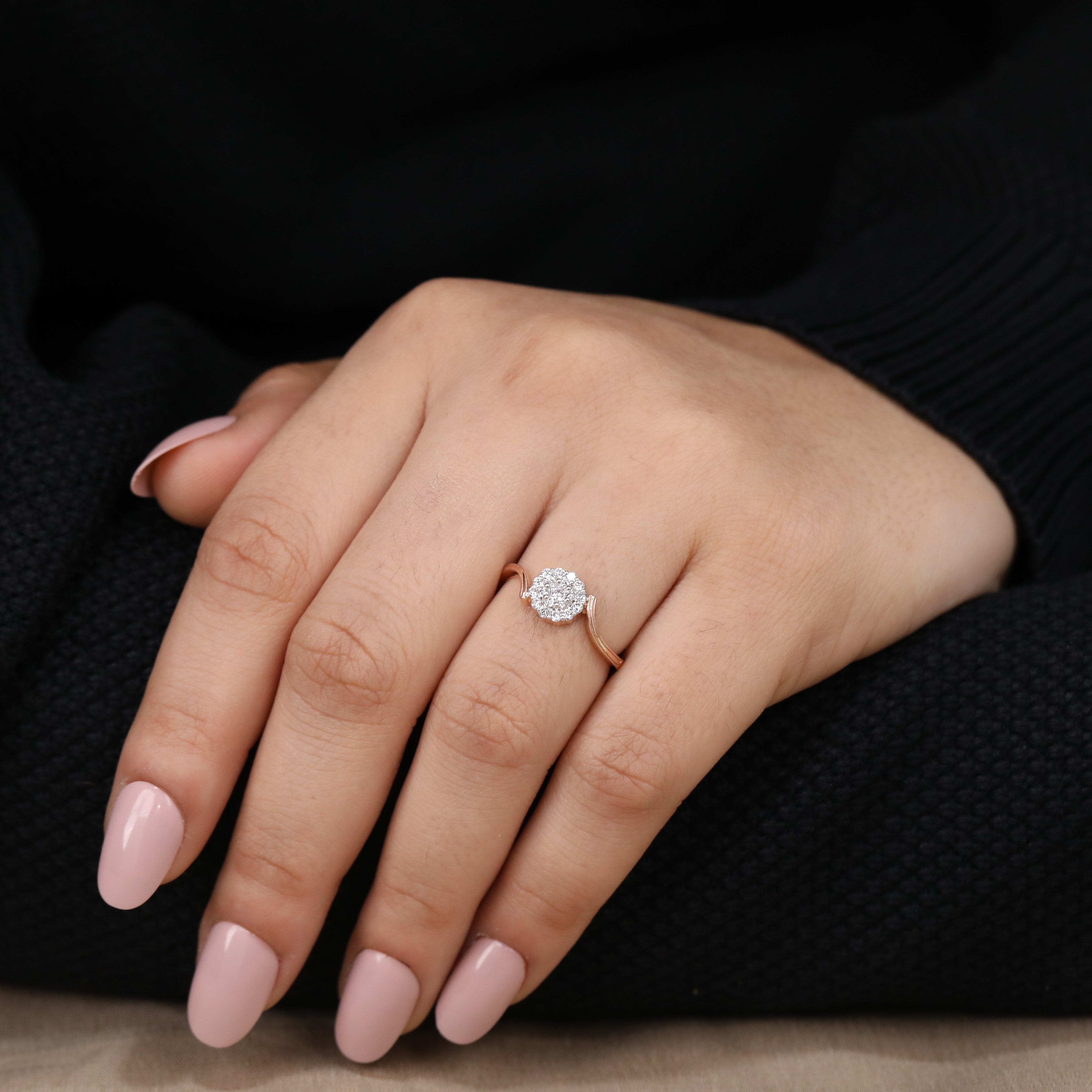 Stylish cluster lab grown diamond ring crafted for engagement or meaningful occasions