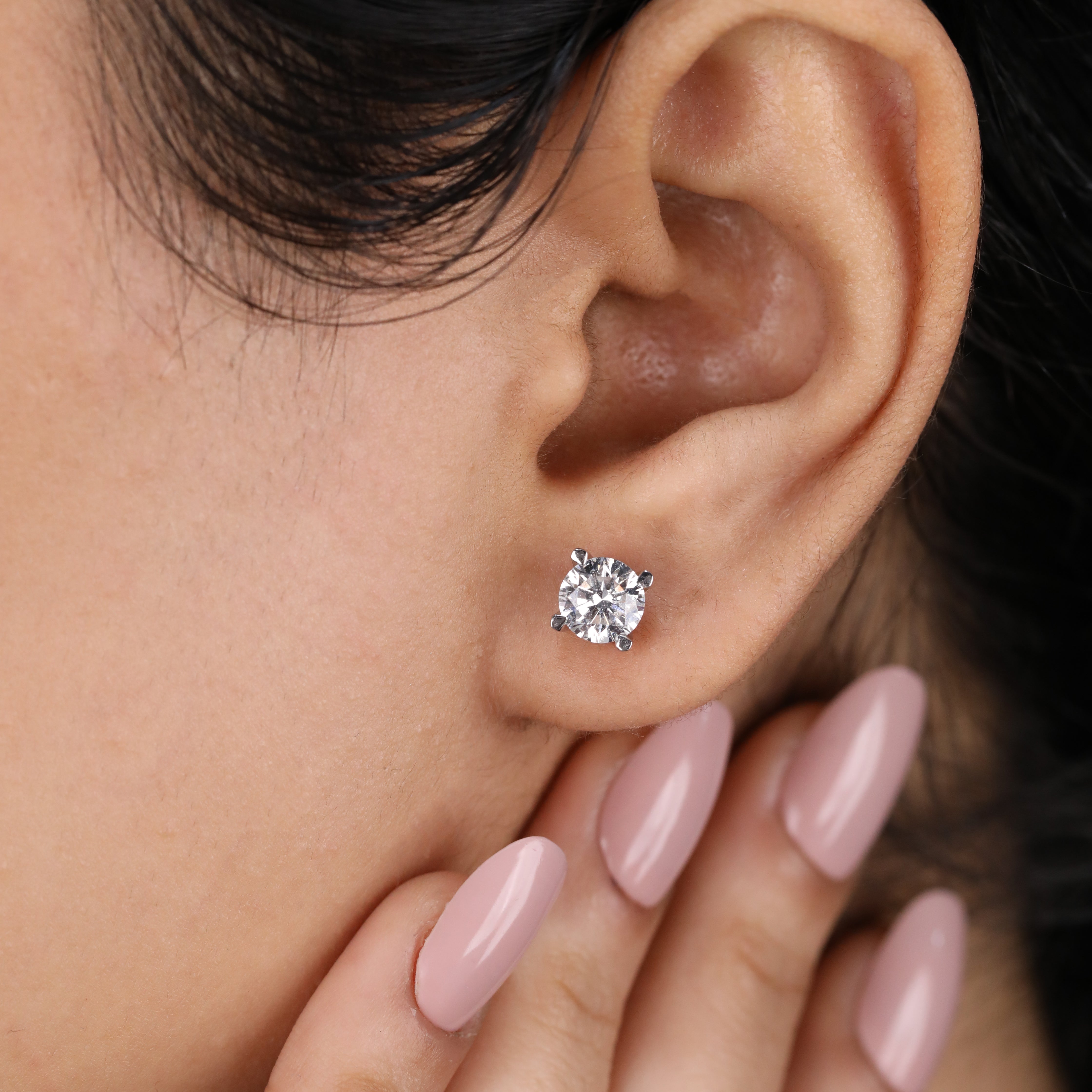 Radiant round lab-grown diamond stud earrings ideal for party and celebration outfits
