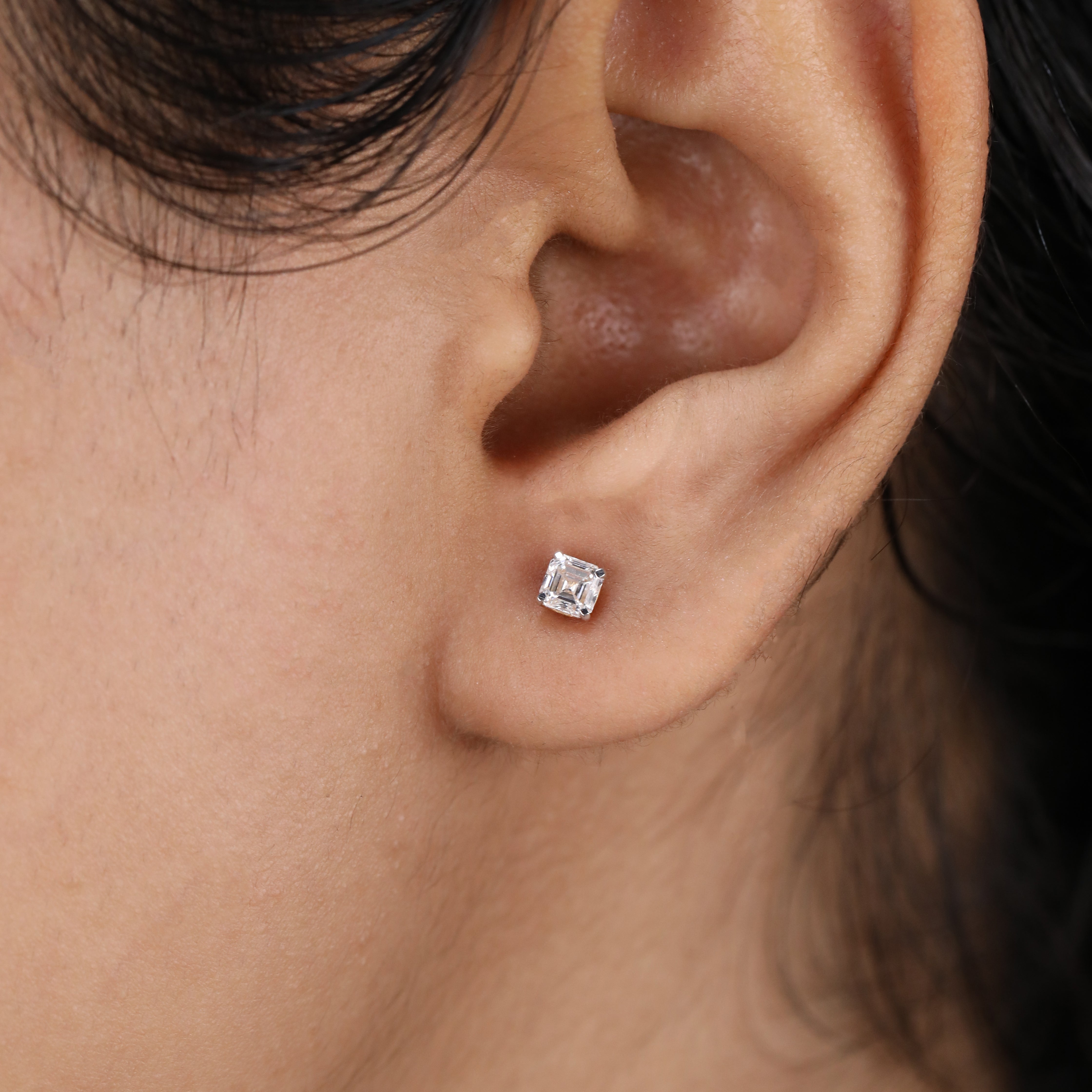 Elegant Asscher-cut diamond studs ideal for daily wear and special occasions
