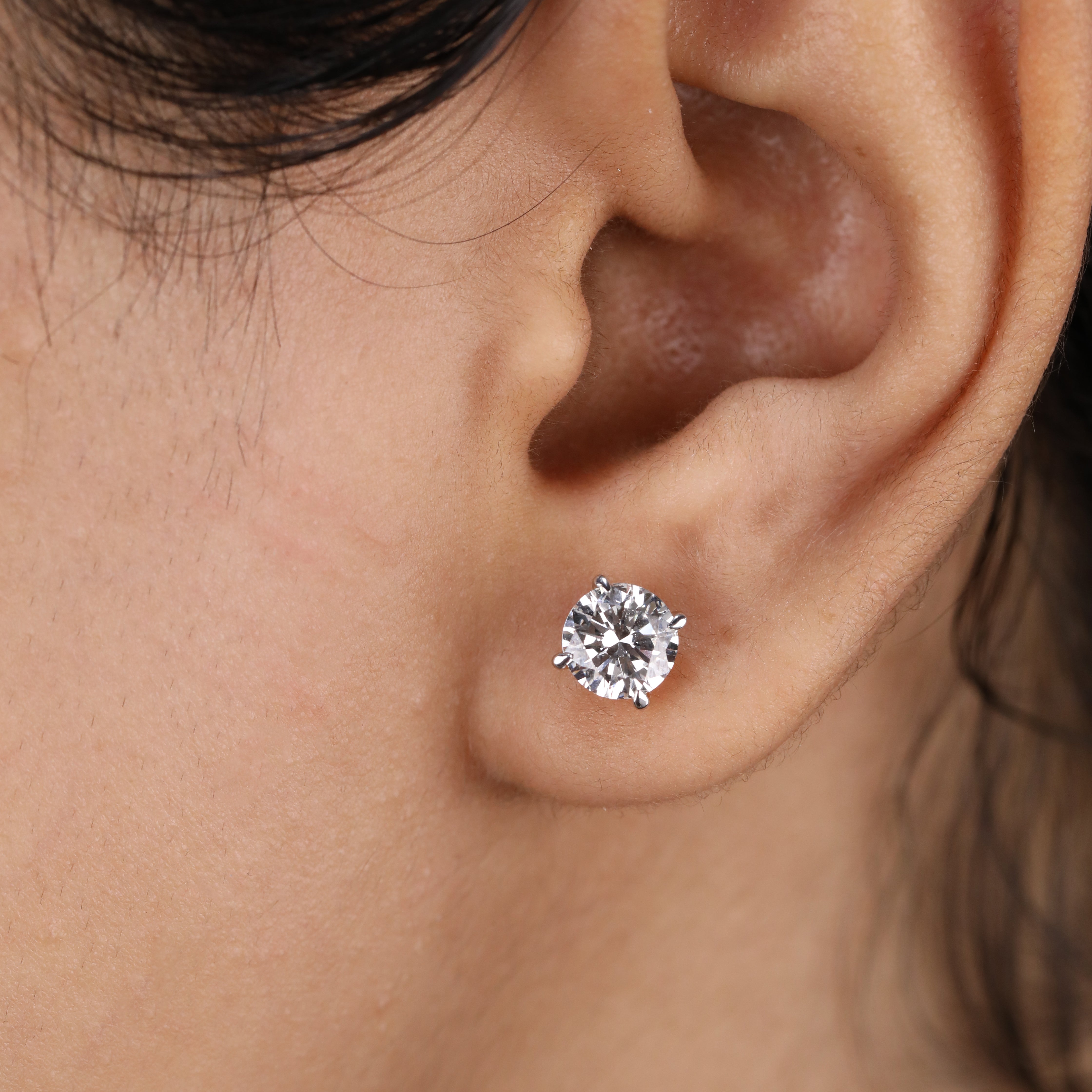 Luxury round lab diamond earrings crafted for memorable anniversary dinner occasions