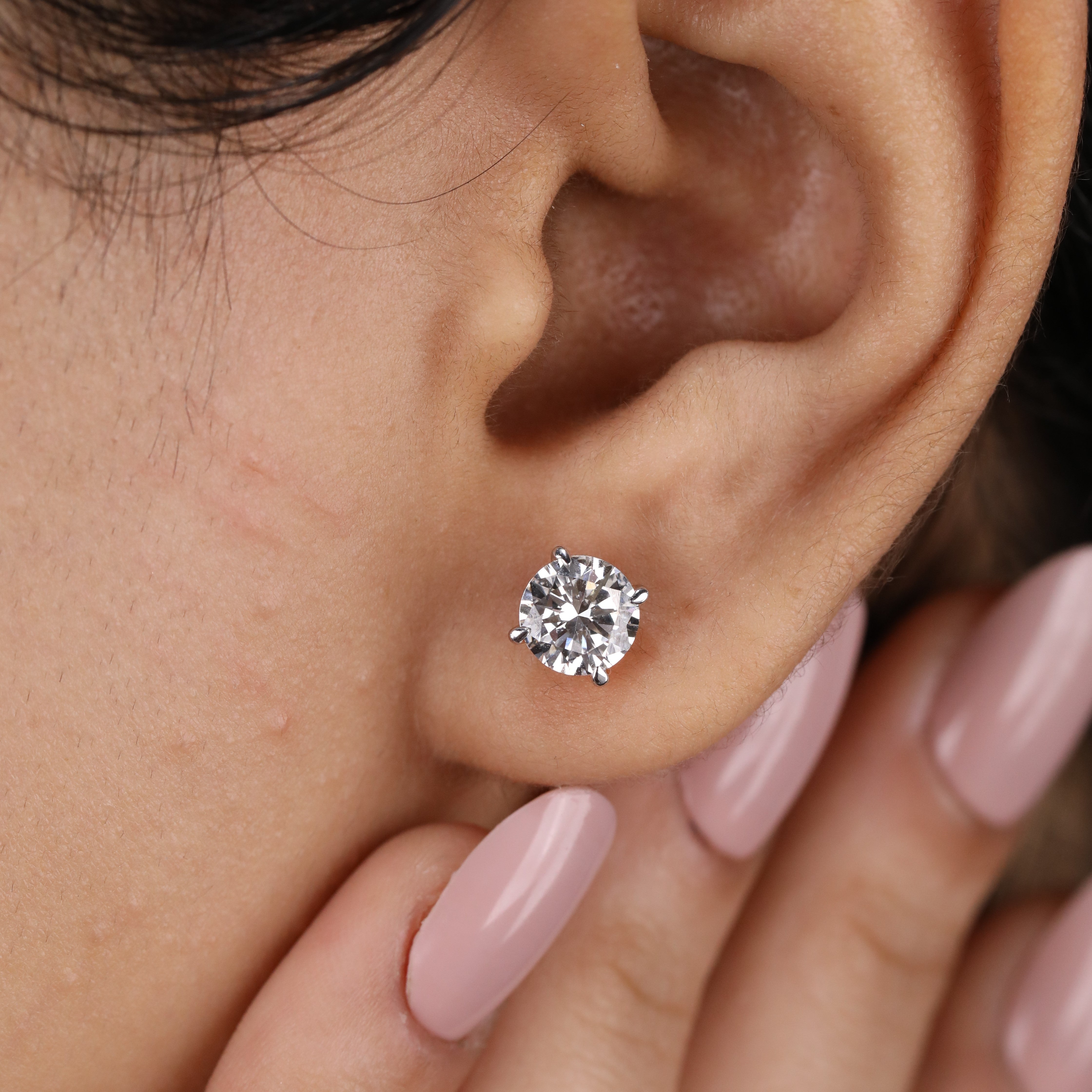 Elegant round cut lab grown diamond studs perfect for festive party moments