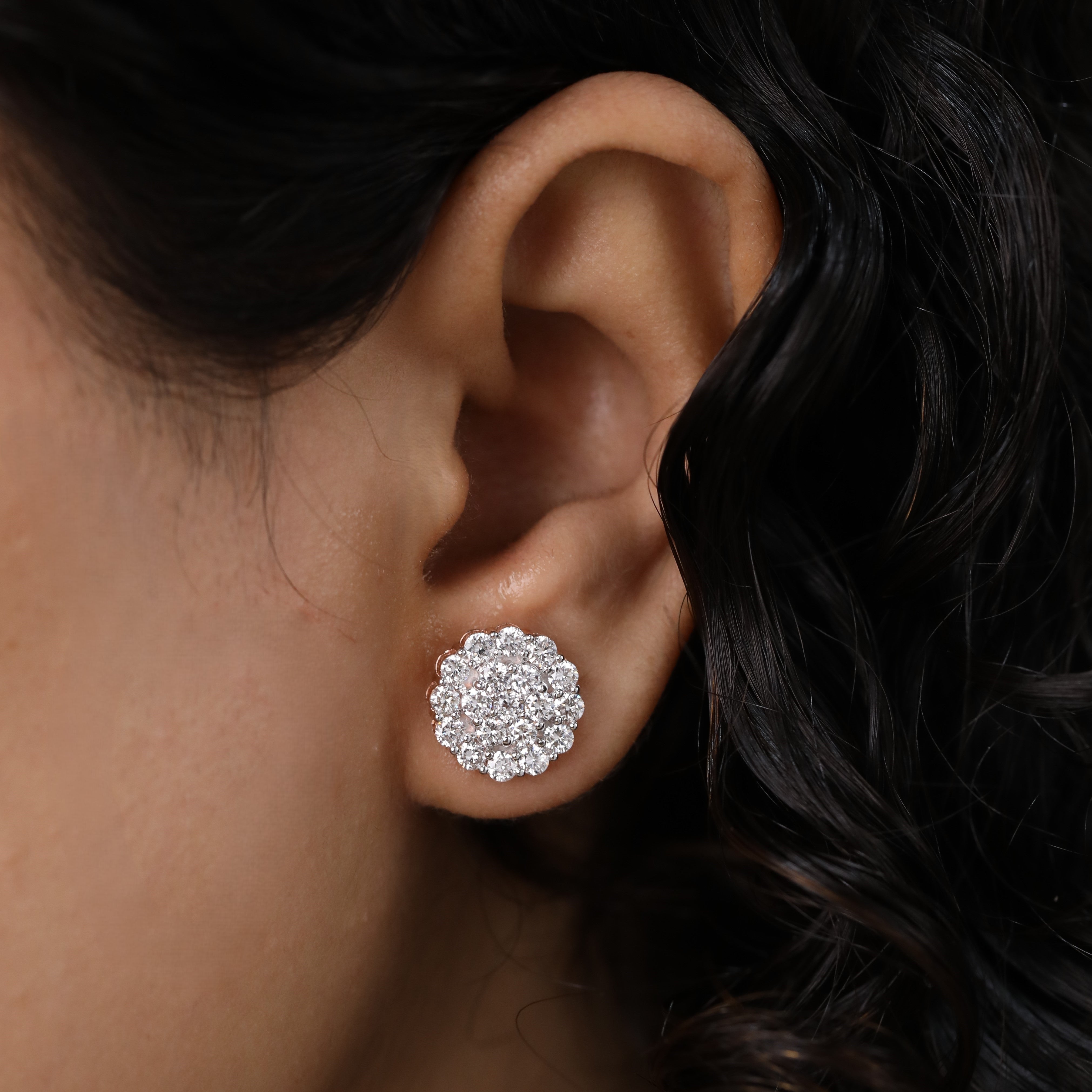 Beautiful cluster diamond earrings ideal for office wear and casual outings