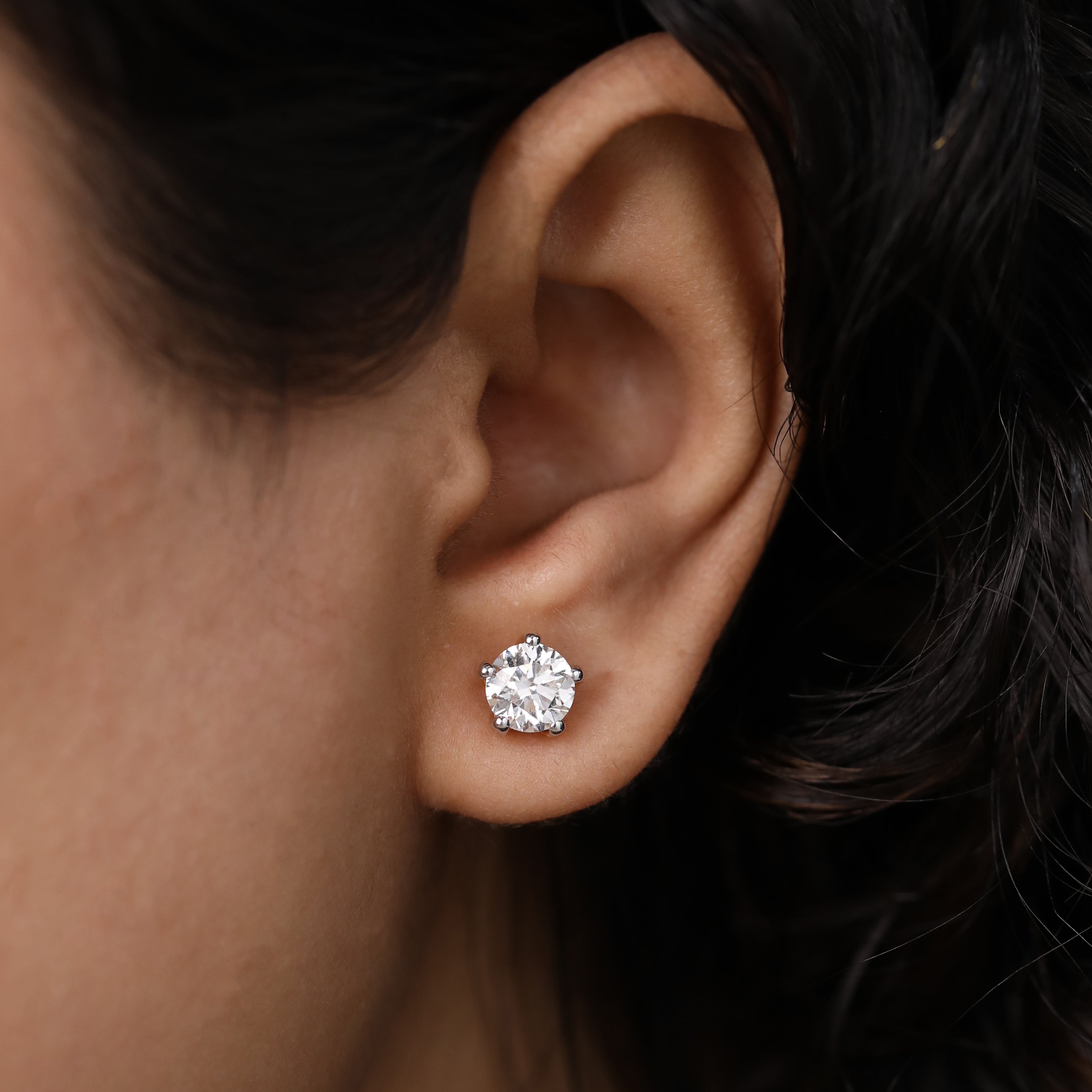 Stylish solitaire diamond studs perfect for wedding events or celebrations.