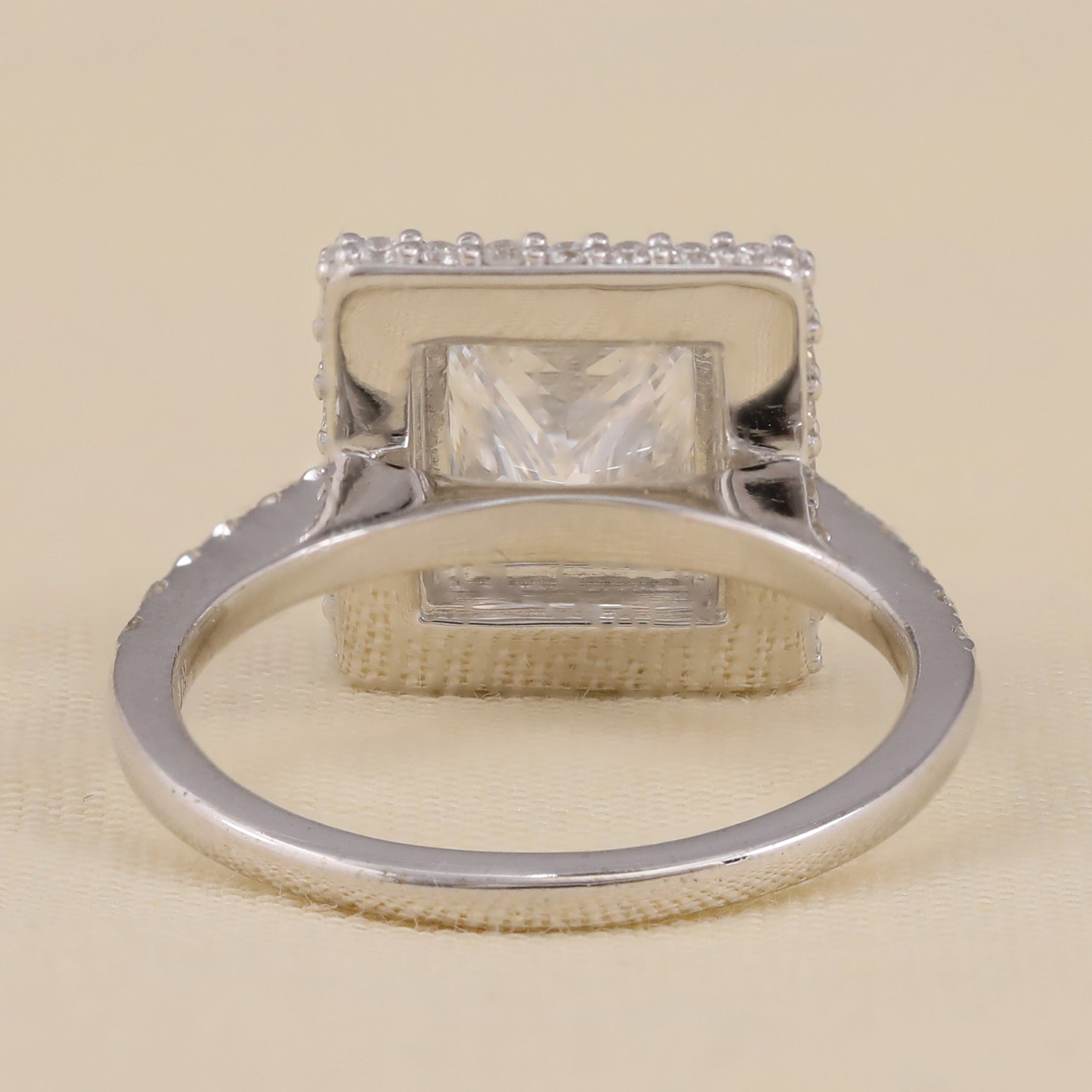 Princess Cut Halo Solitaire Lab Diamond Engagement Ring