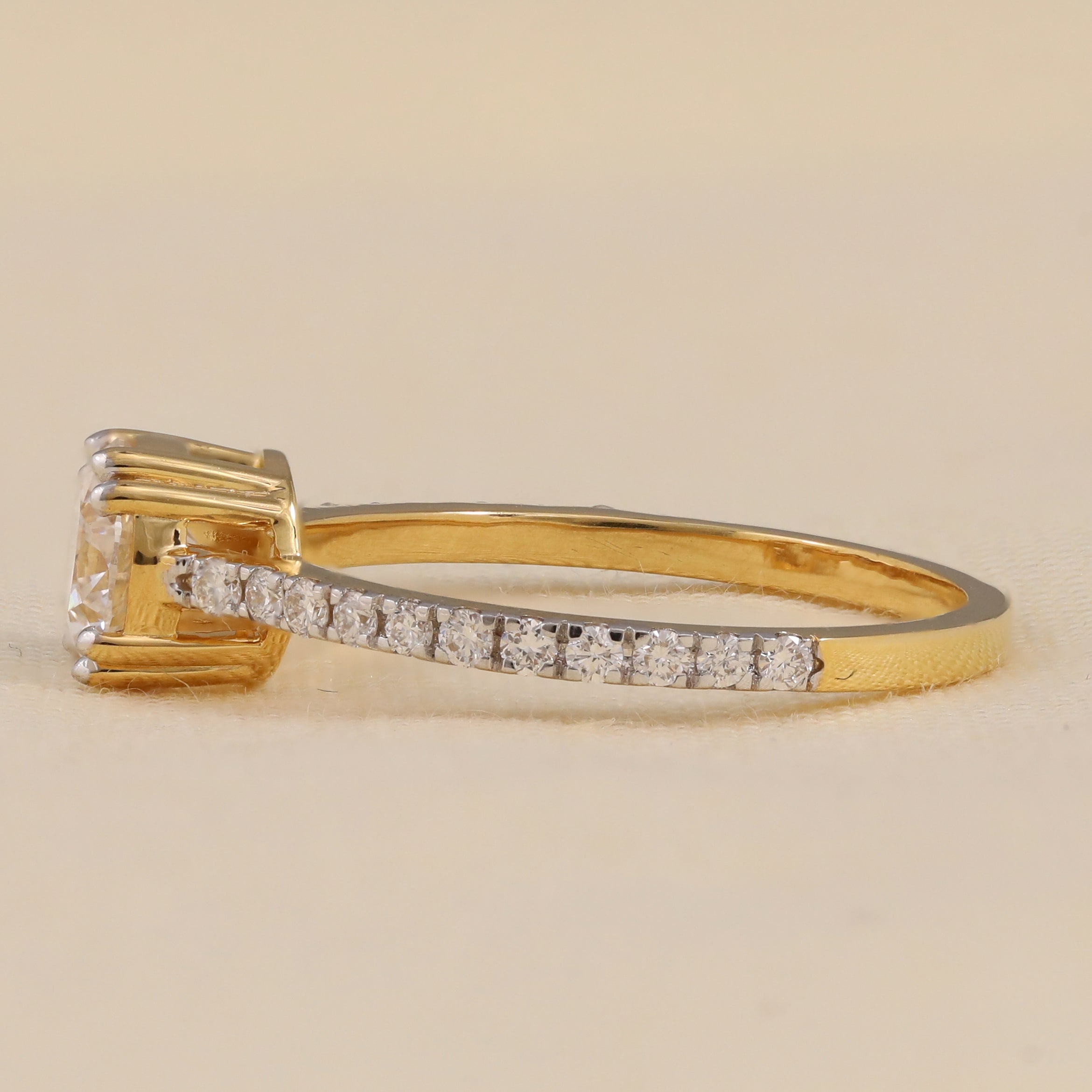 Wedding celebration ring showcasing pavé solitaire lab diamond