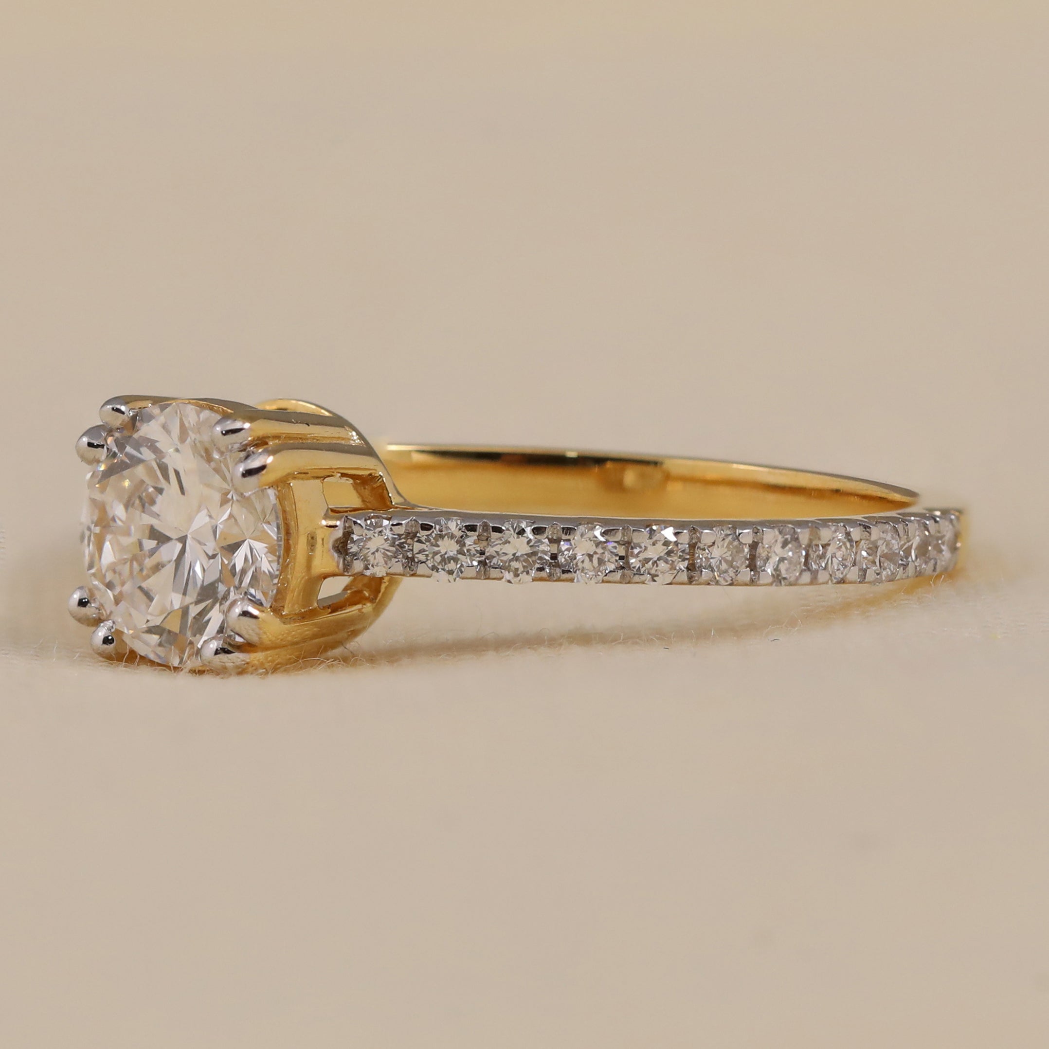 Round cut lab created diamond ring for proposal moments