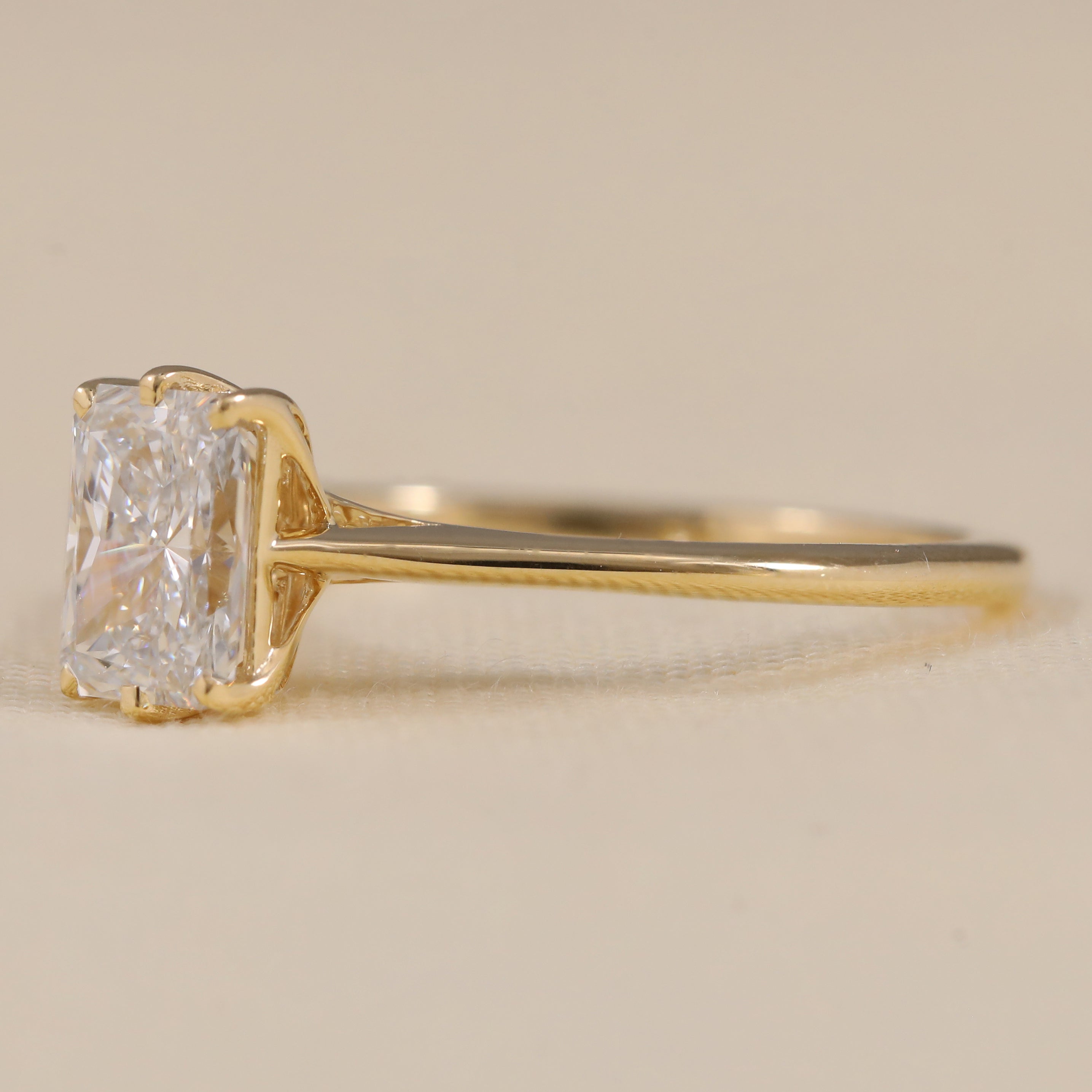 Proposal ready radiant cut lab grown solitaire ring