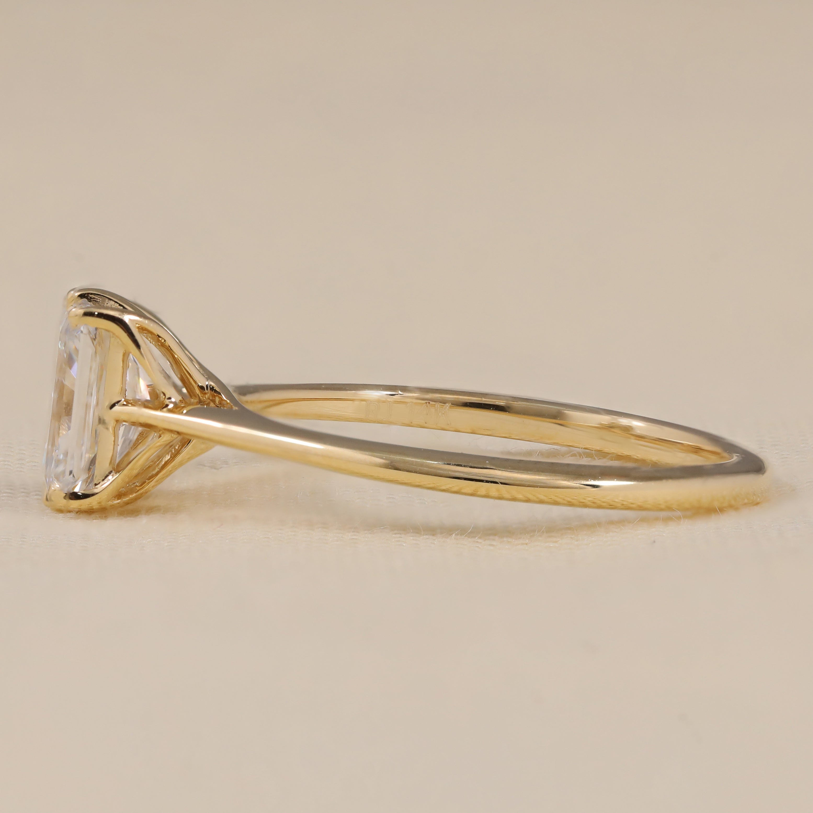 Wedding celebration solitaire ring featuring radiant lab diamond