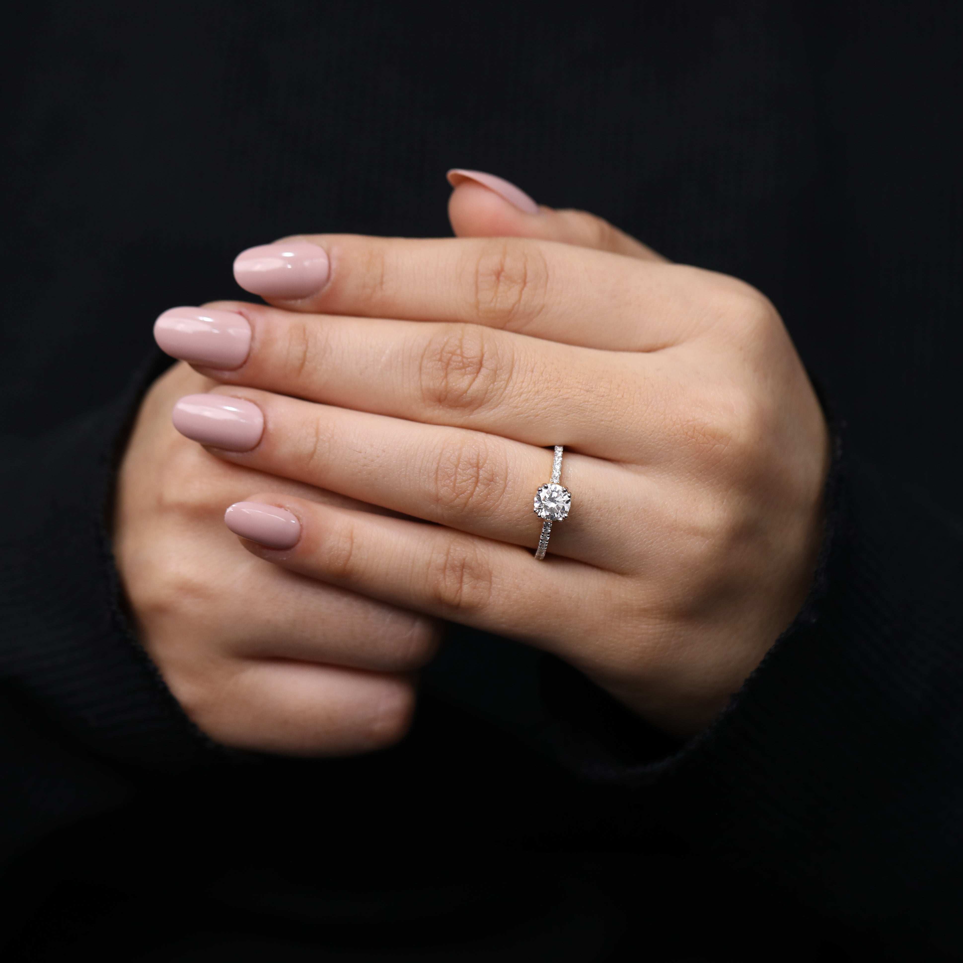 Luxury statement ring built around round lab created diamond
