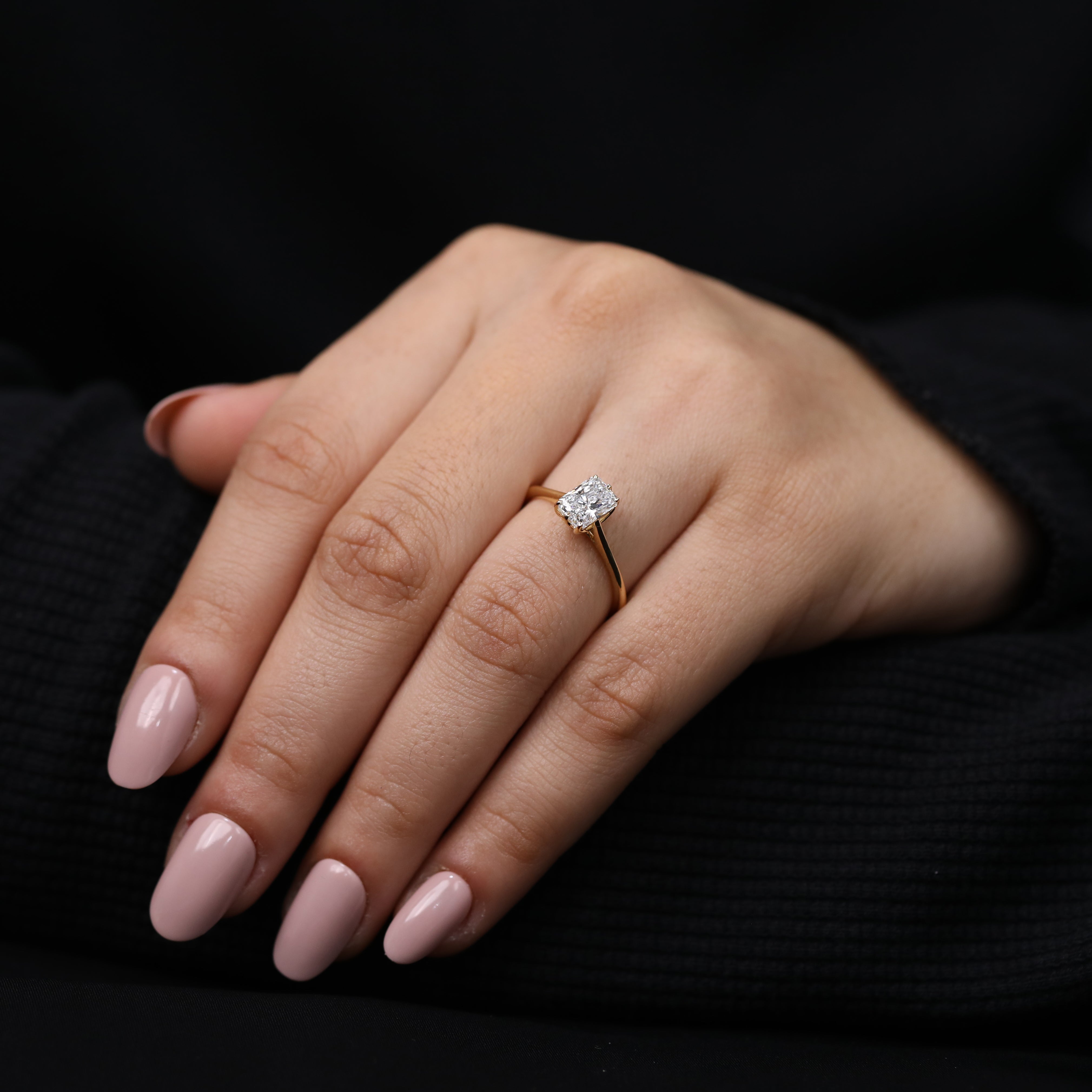 Timeless solitaire ring for engagement with radiant lab diamond