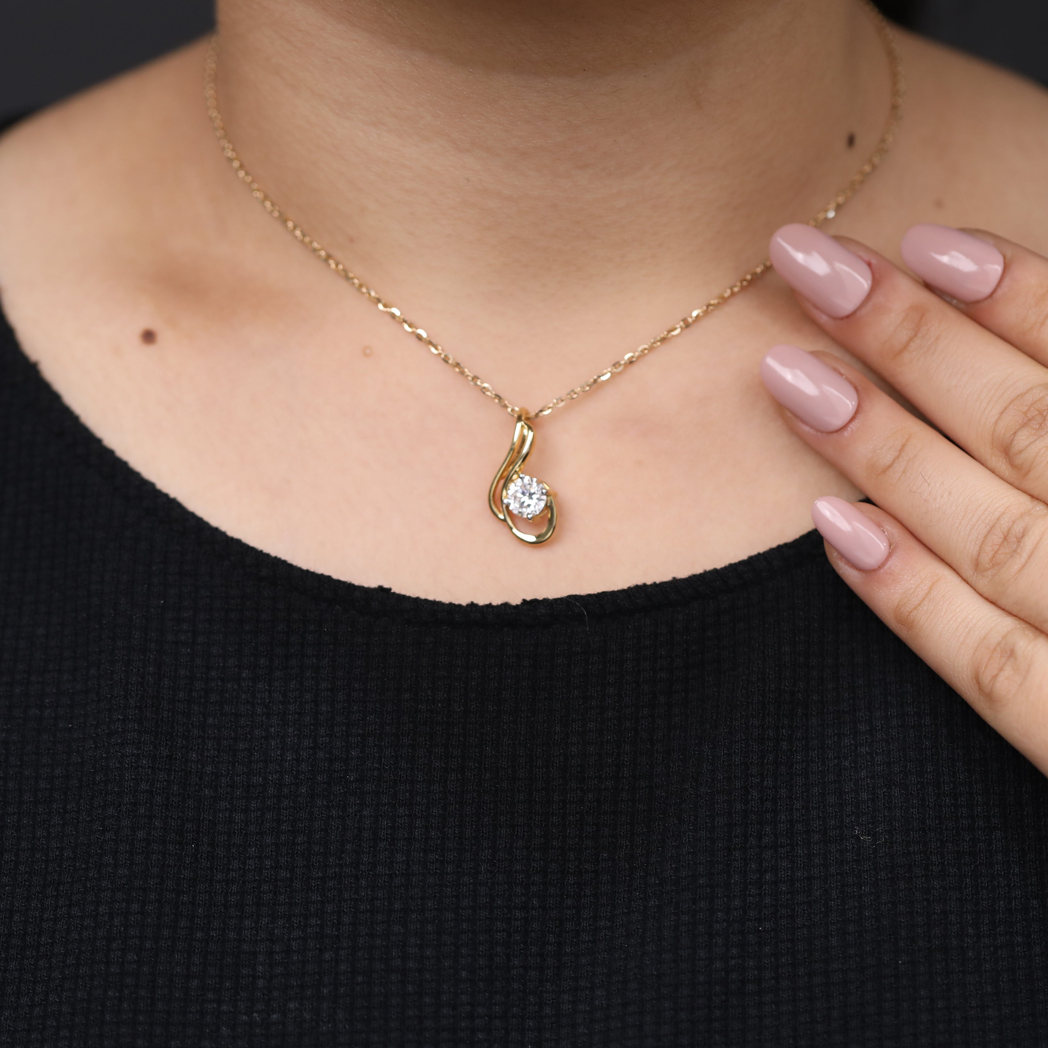 Minimalist promise necklace set with round lab diamond