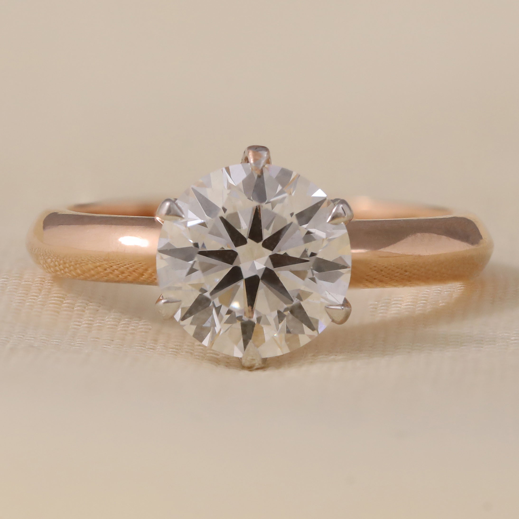 Round cut lab grown diamond solitaire engagement ring proposal
