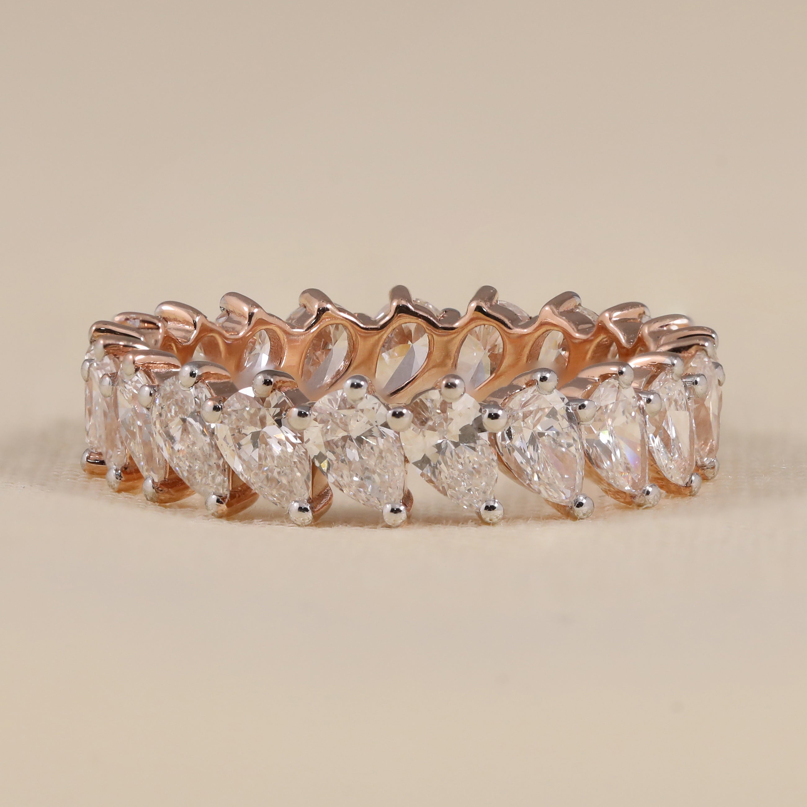Pear lab grown diamond eternity band wedding anniversary