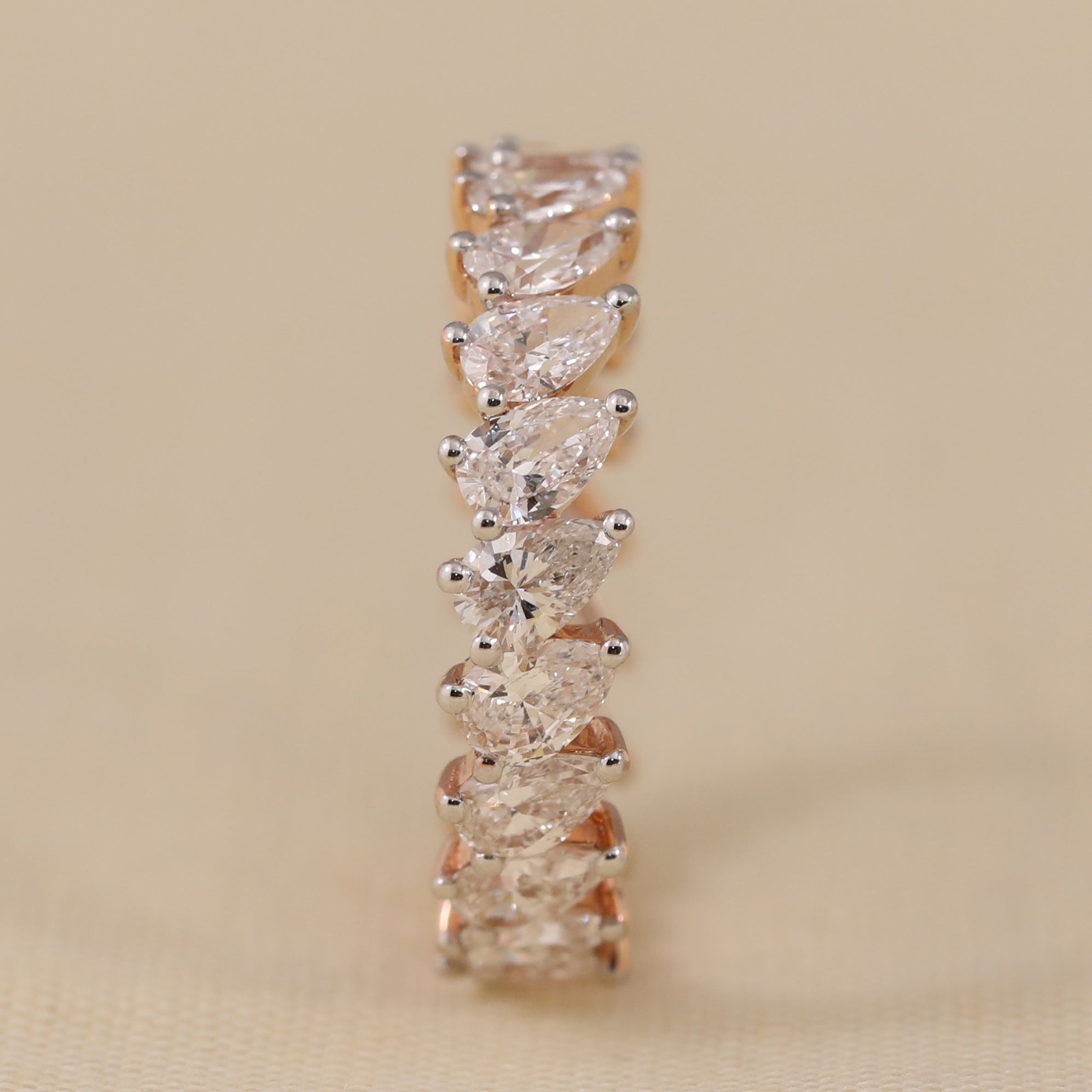 Elegant pear lab created diamond eternity ring vow renewal