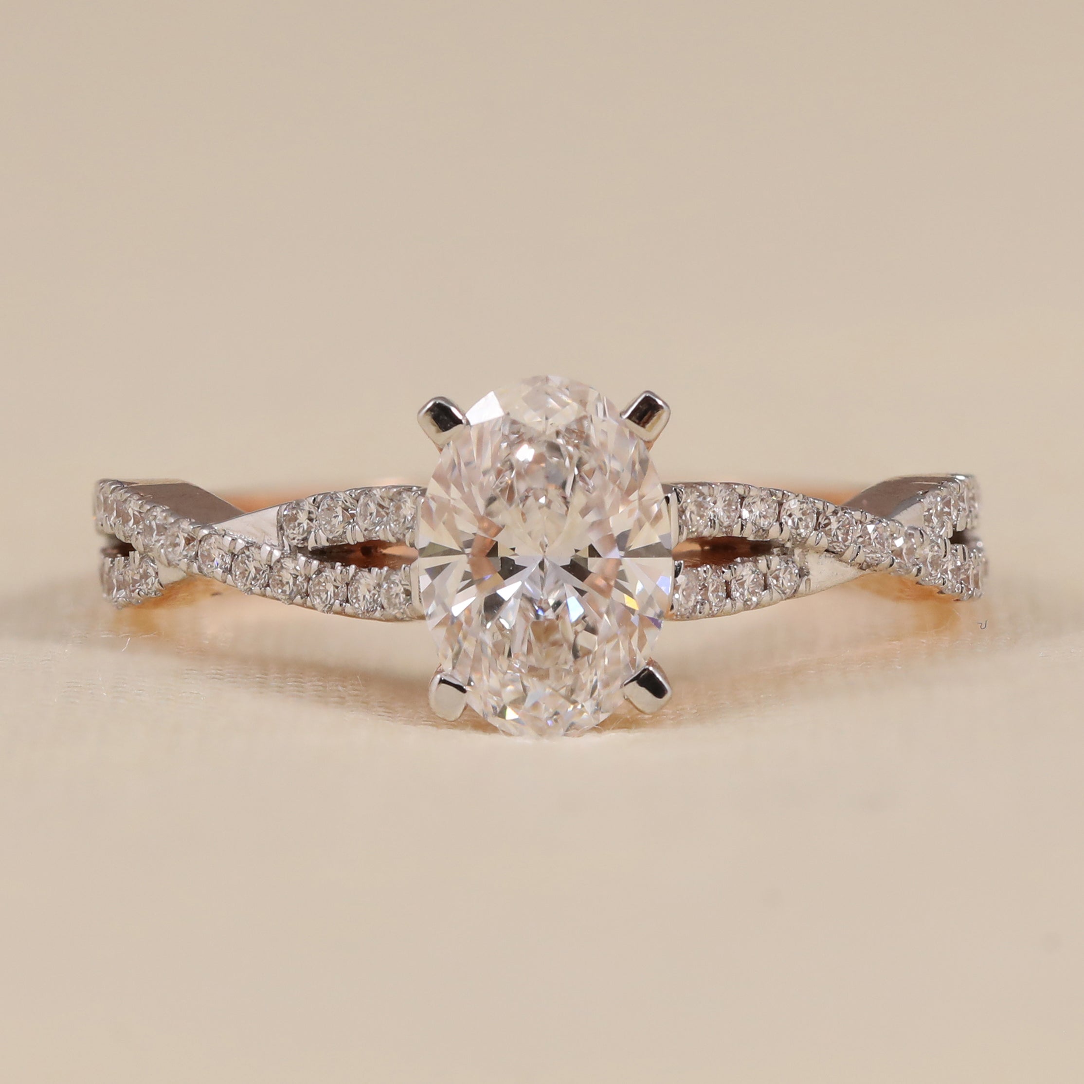 Oval lab grown diamond engagement ring for proposal moment